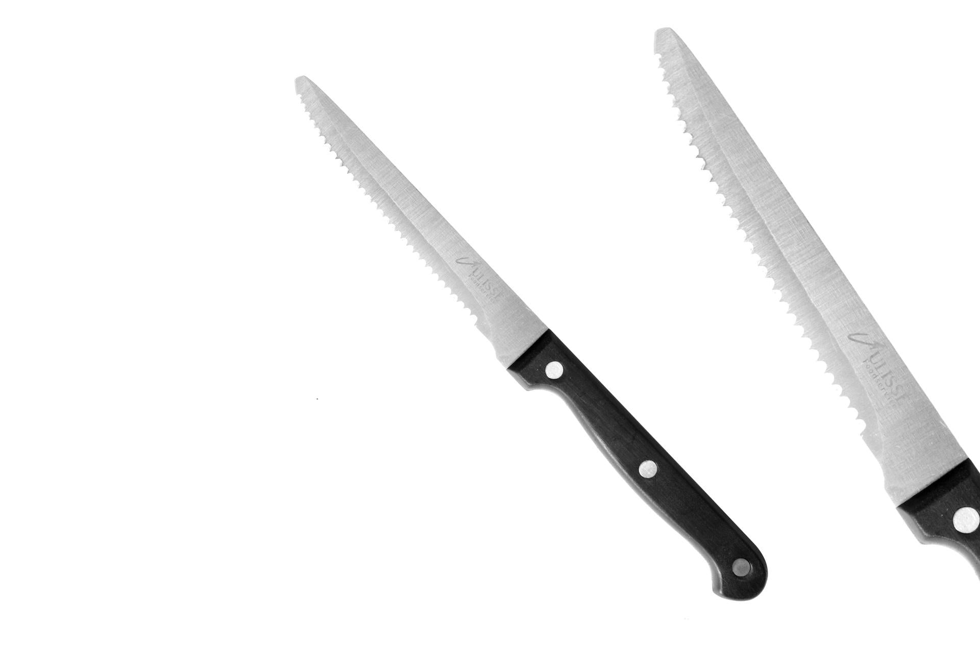 Ulisse Coltello Bistecca Senza Punta Seghettato Basico - Set 12 Pz