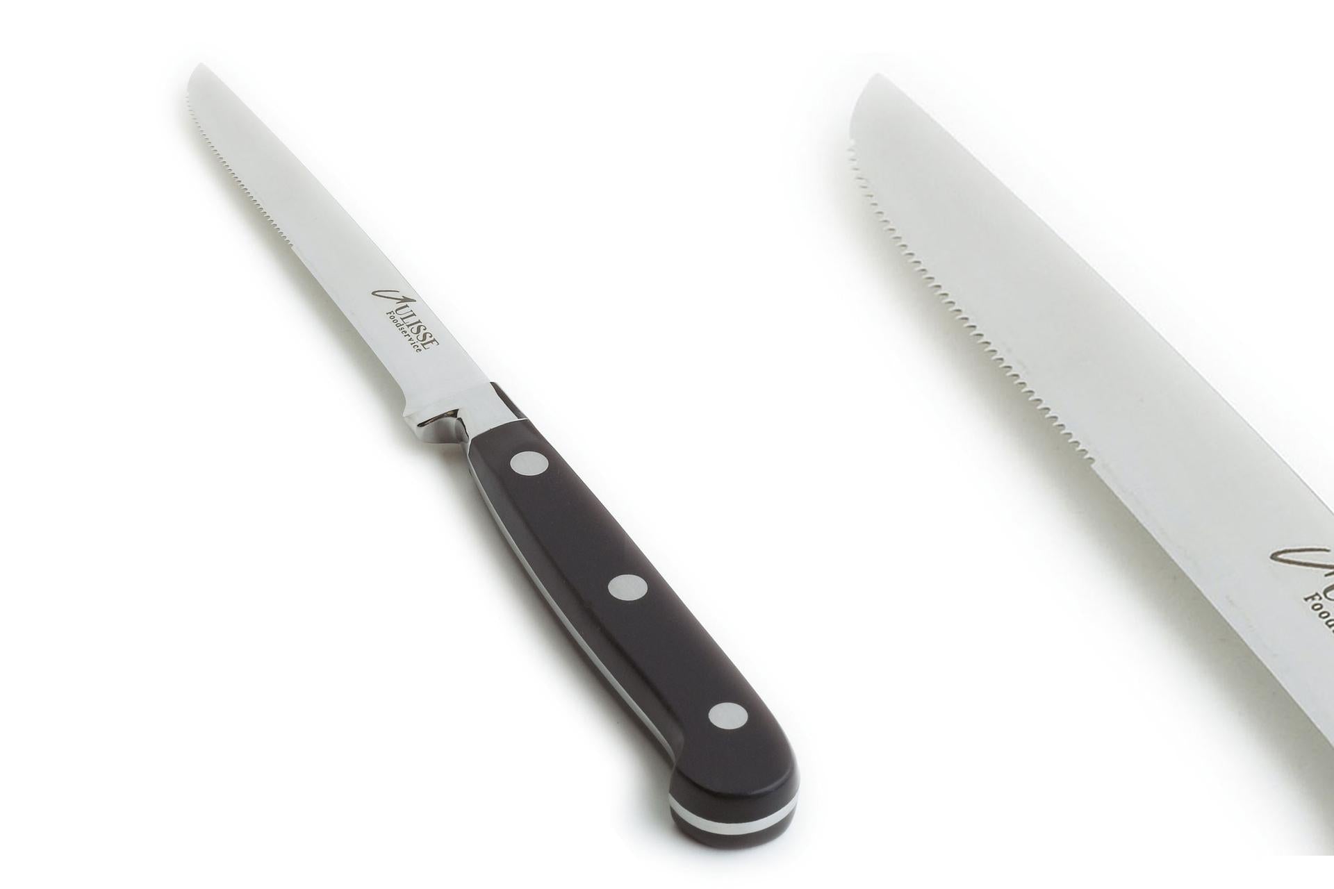 Ulisse Coltello Bistecca Semi-Seghettato In Acciaio Inox - Manico Rivettato In Poliossimetilene (Confezione da 6 Pezzi) - Set 6 Pz