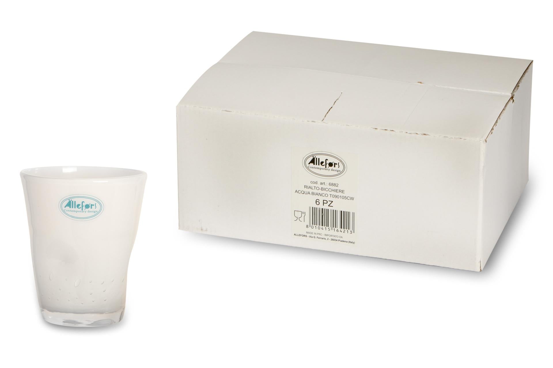 Import Tavola Professional Rialto Bicchiere Acqua 35 cl Incamiciato Bianco In Pasta di Vetro Soffiato a Bocca - Set 6 Pz