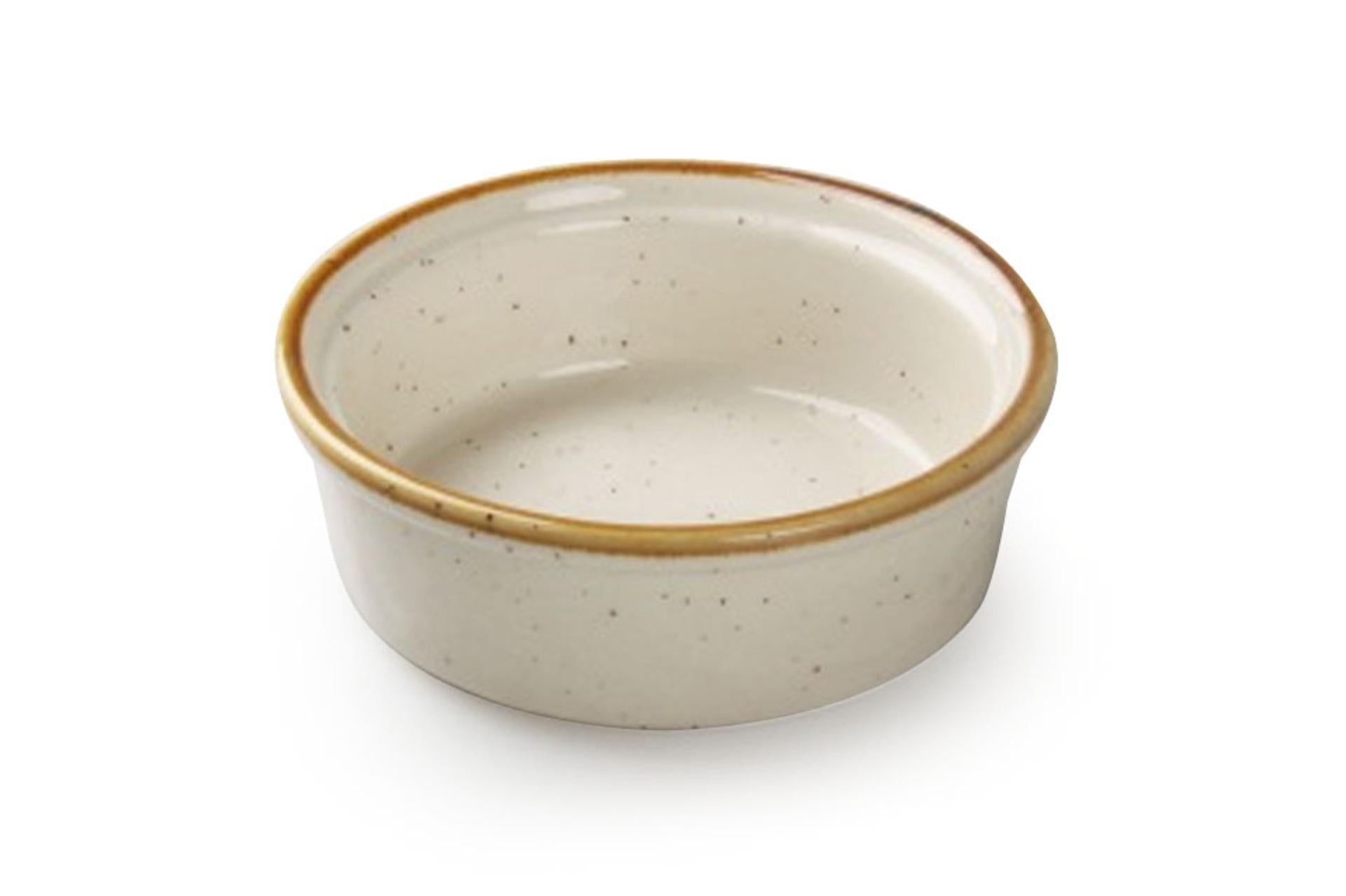 JustColor Sesame Coppetta Crème Brûlée Ø11.5 cm - Porcellana Colorata Con Finitura Puntini Sesamo - Set 6 Pz