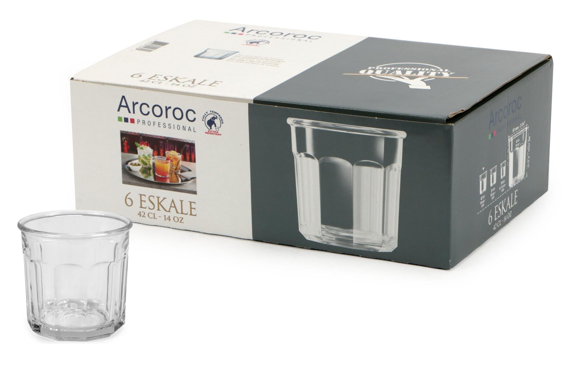 Arcoroc Eskale Bicchiere 42 cl In Vetro Temperato Design Vintage - Set 6 Pz