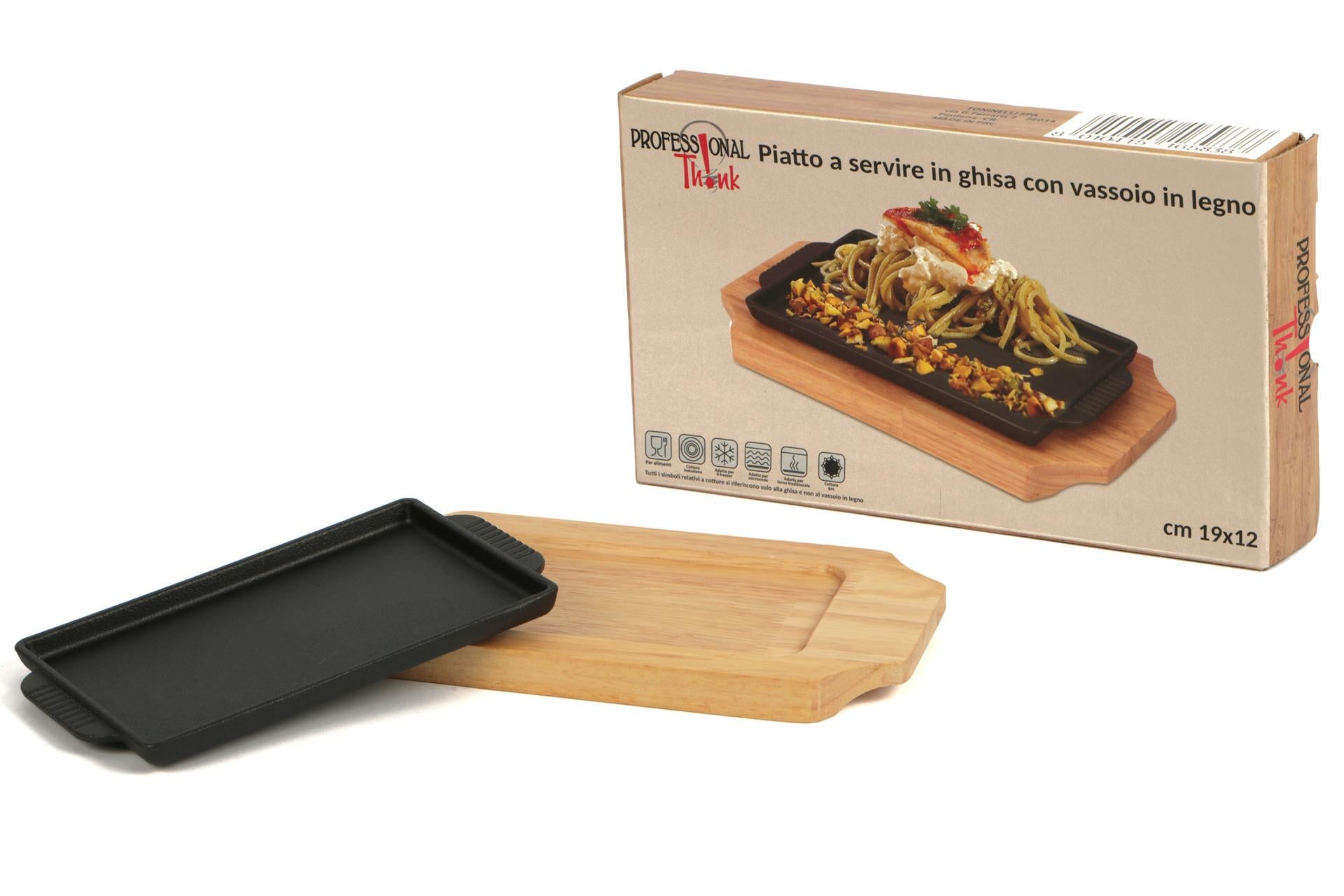 Import Tavola Professional Piastra In Ghisa 19x12 cm Con Base In Legno 3