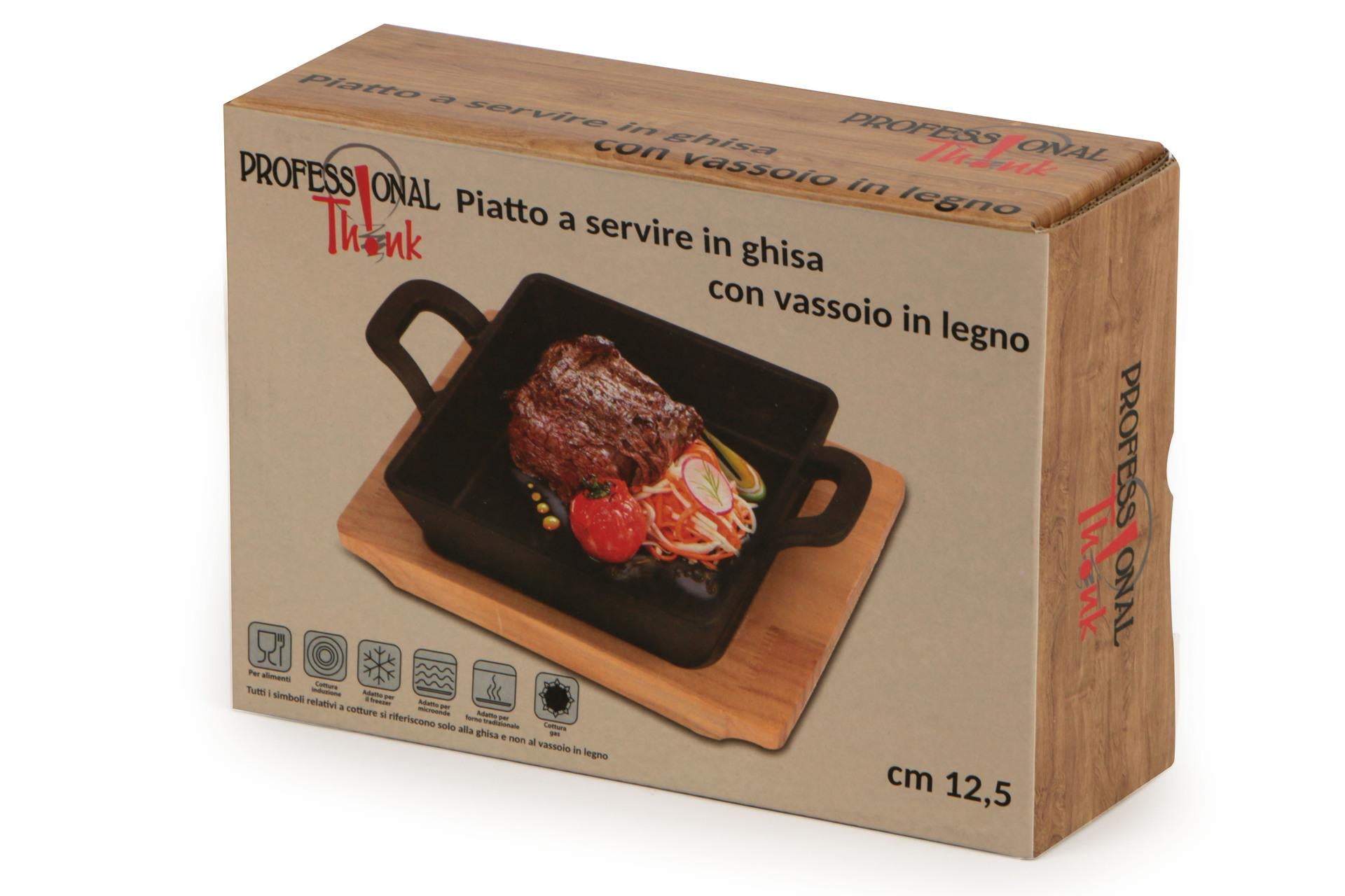 Import Tavola Professional Casseruola Quadra In Ghisa 12.5 x 12.5 cm Con Base In Legno 4