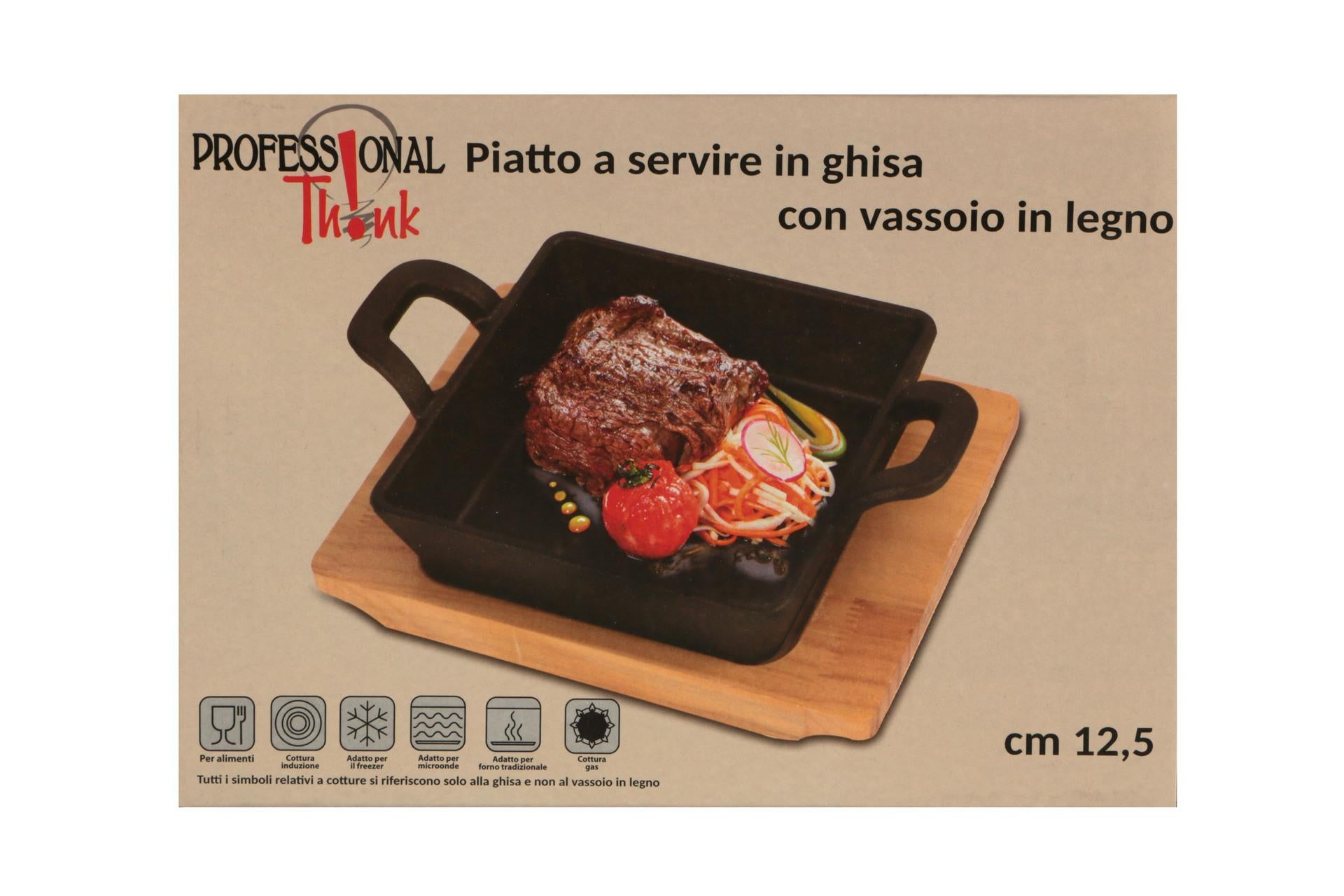 Import Tavola Professional Casseruola Quadra In Ghisa 12.5 x 12.5 cm Con Base In Legno 7