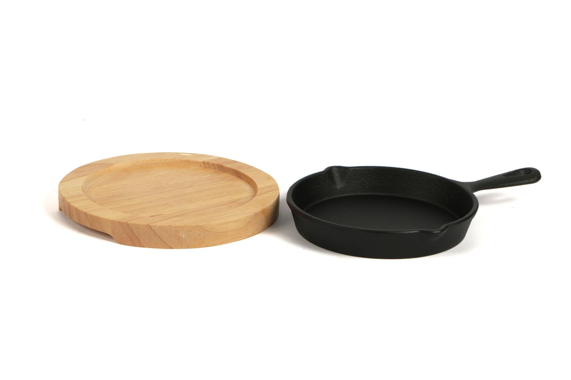Import Tavola Professional Think Casseruola Tonda Ø14 cm In Ghisa Con Manico e Base In Legno