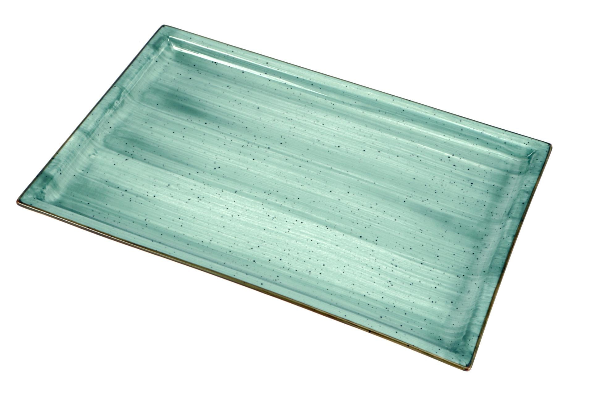 Import Tavola Professional JustColor Green Piatto Rettangolare 36,5 x 22,8 cm In Porcellana Colorata - Set 3 Pz