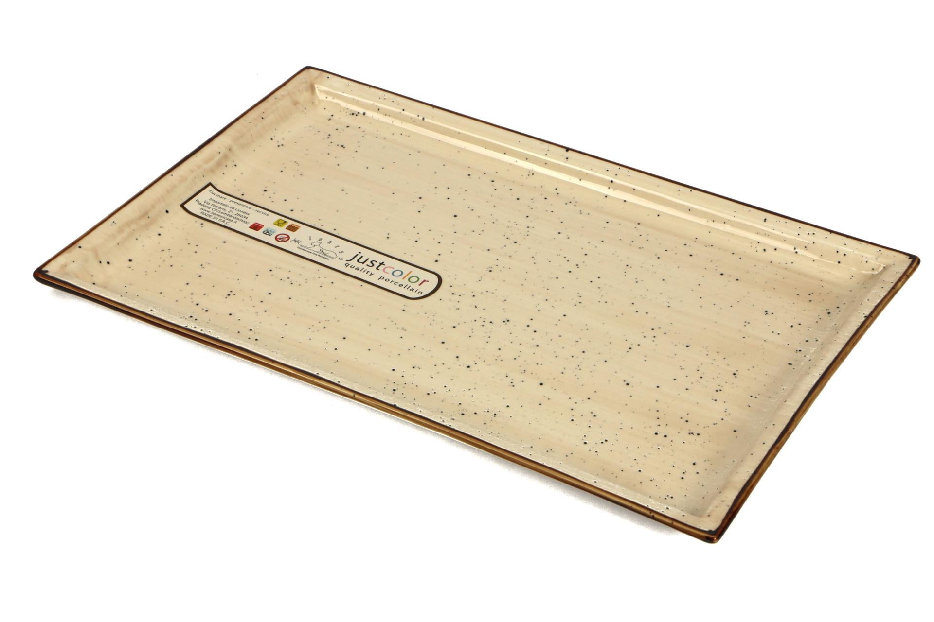 Import Tavola Professional JustColor Cream Piatto Rettangolare 36,5 x 22,8 cm In Porcellana Colorata - Set 3 Pz