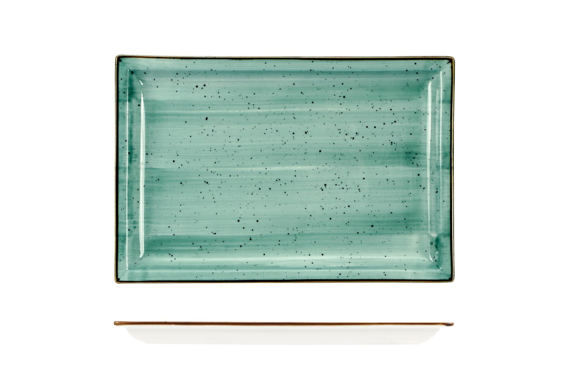 Import Tavola JustColor Green Piatto Rettangolare 27.2 x 18.2 cm In Porcellana Colorata - Set 4 Pz