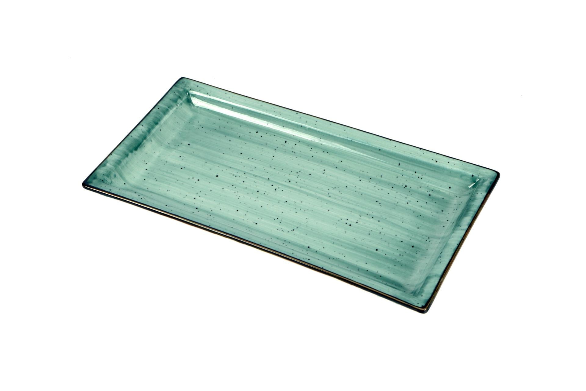 Import Tavola Professional JustColor Green Piatto Rettangolare 27 x 14.2 cm In Porcellana Colorata - Set 6 Pz