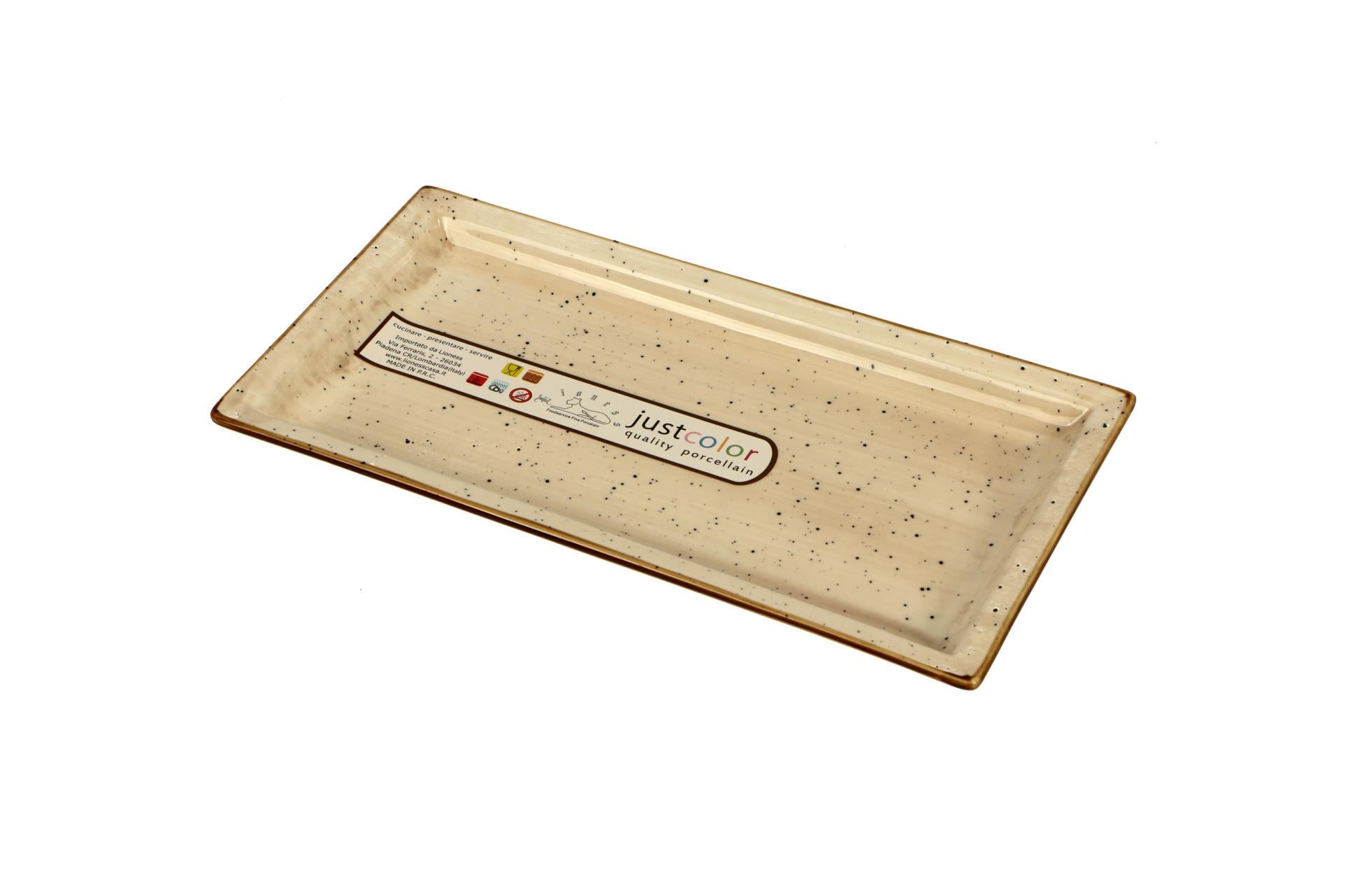 Import Tavola Professional JustColor Cream Piatto Rettangolare 27 x 14.2 cm In Porcellana Colorata - Set 6 Pz