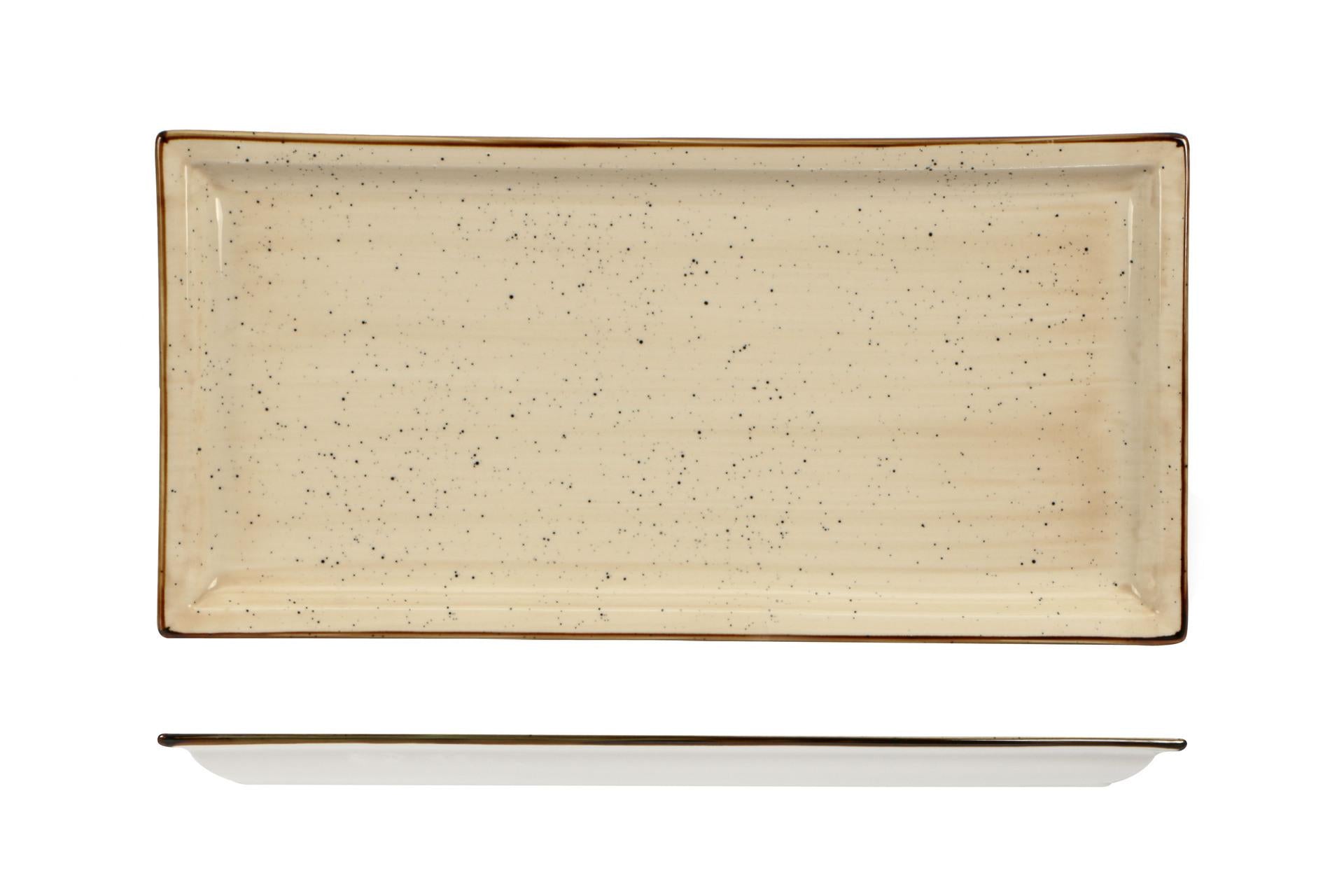 Import Tavola Professional JustColor Cream Piatto Rettangolare 35,6 x 18,2 cm - Linea In Porcellana Colorata - Set 3 Pz