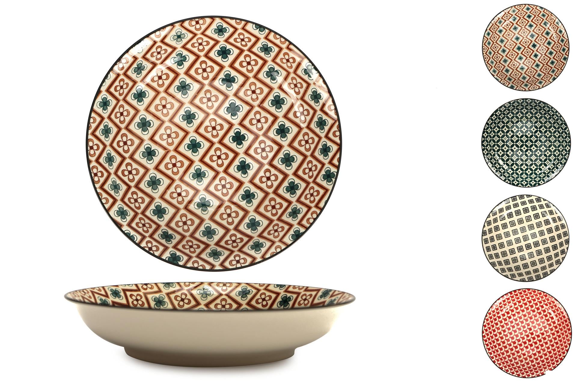 Import Tavola Professional Mosaik Piatto Fondo Ø20 cm In Stoneware - Decori Assortiti - Set 8 Pz