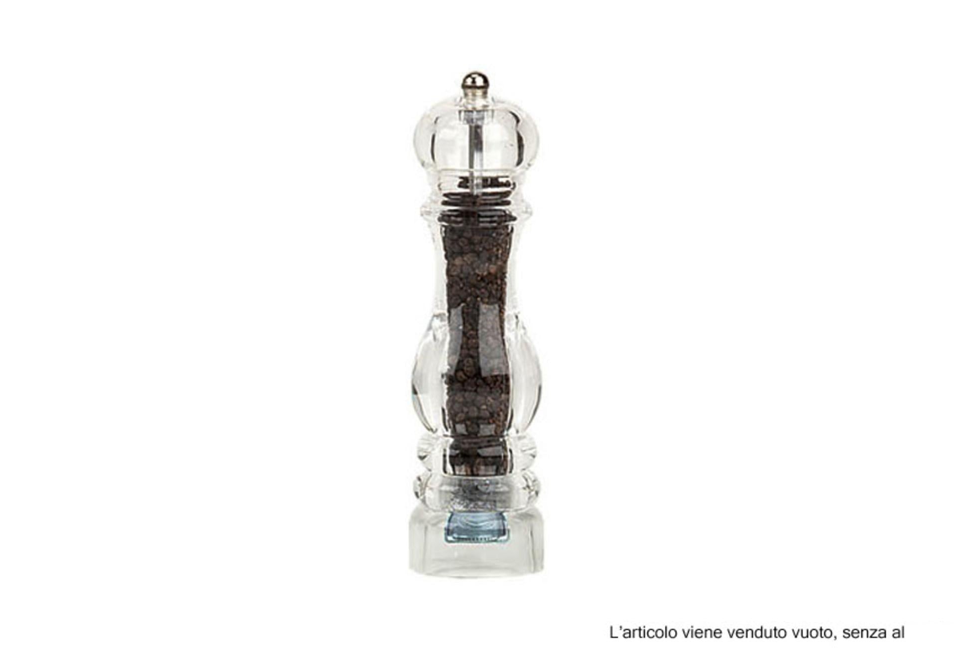 Bisetti Macina Pepe Acrilico H.22 cm - Regolabile e Smontabile per Spezie e Sale