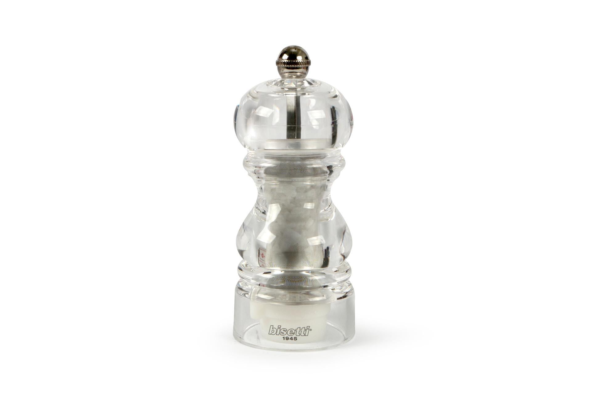 Bisetti Macina Sale Acrilico H.12 cm - Regolabile e Smontabile per Spezie e Sale
