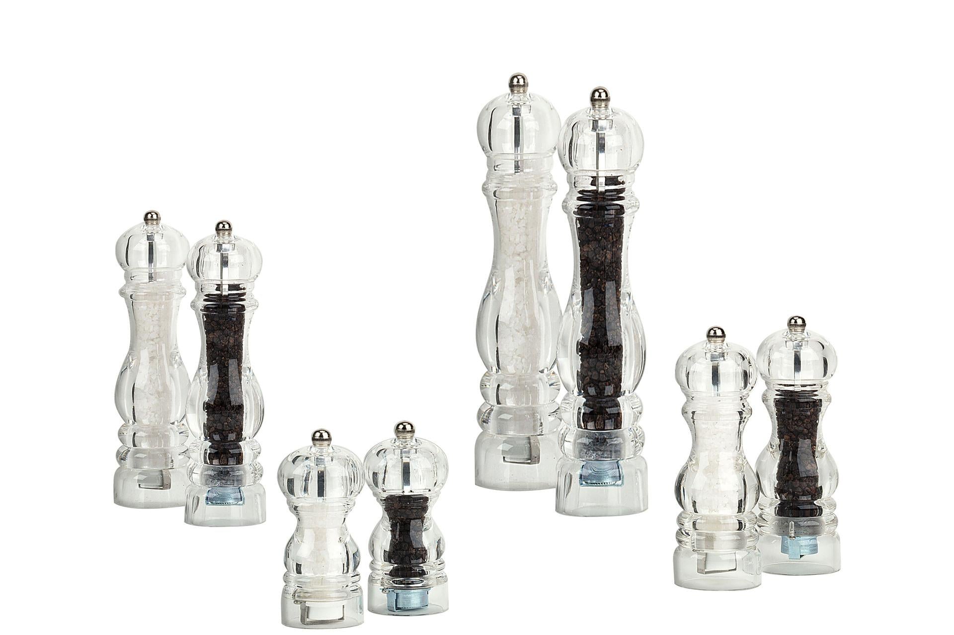Bisetti Macina Sale Acrilico H.12 cm - Regolabile e Smontabile per Spezie e Sale