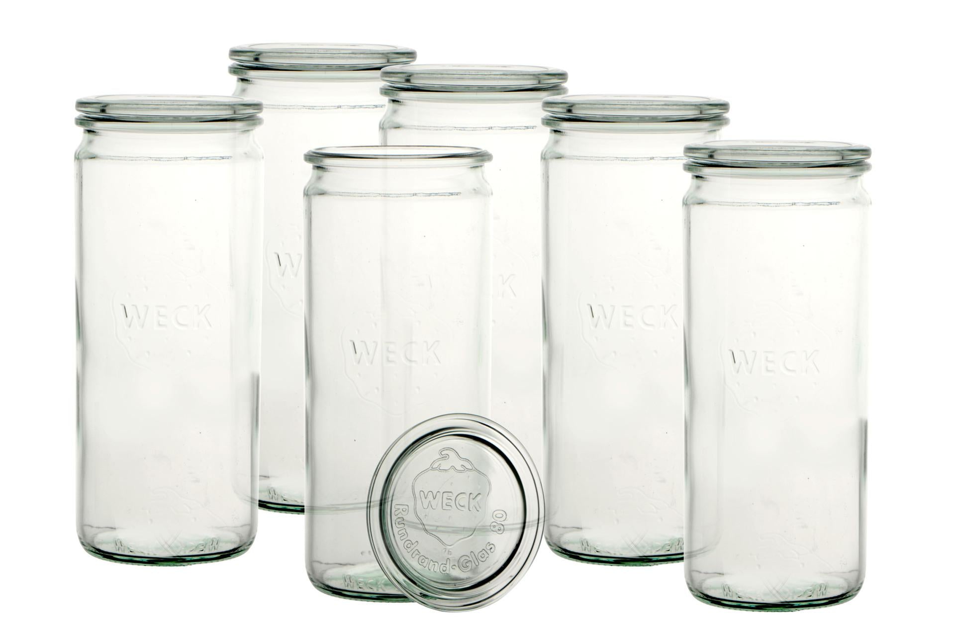 Weck Cilindrico Set 6 Vasi 1062 ml Con Coperchio Ø80 - Ideali per Conserve e Vaso-Cottura - Set 6 Pz