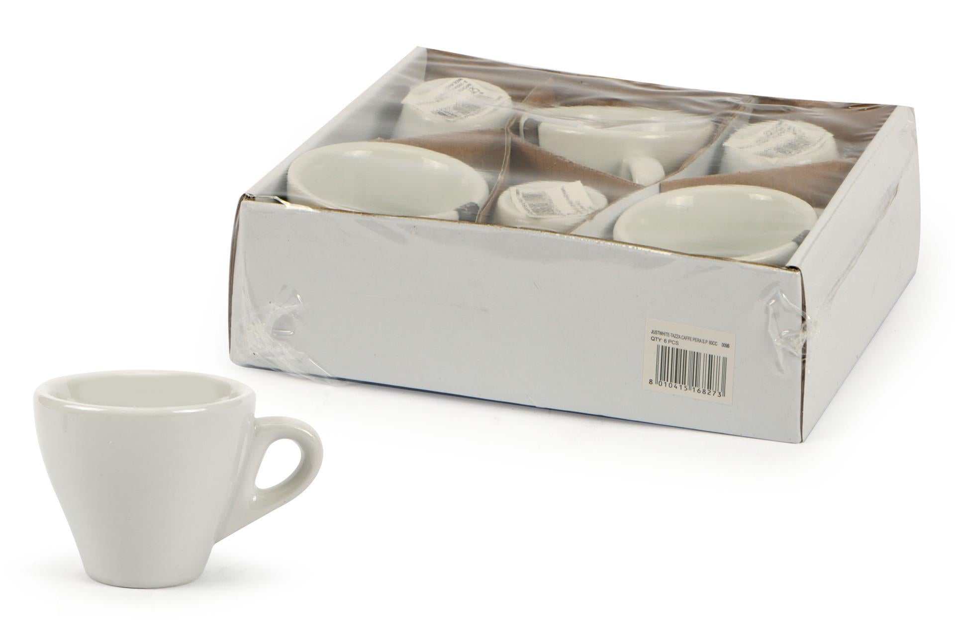 Import Tavola Professional Just White Tazza Caffè Forma Pera 80cc In Porcellana Bianca - Set 6 Pz