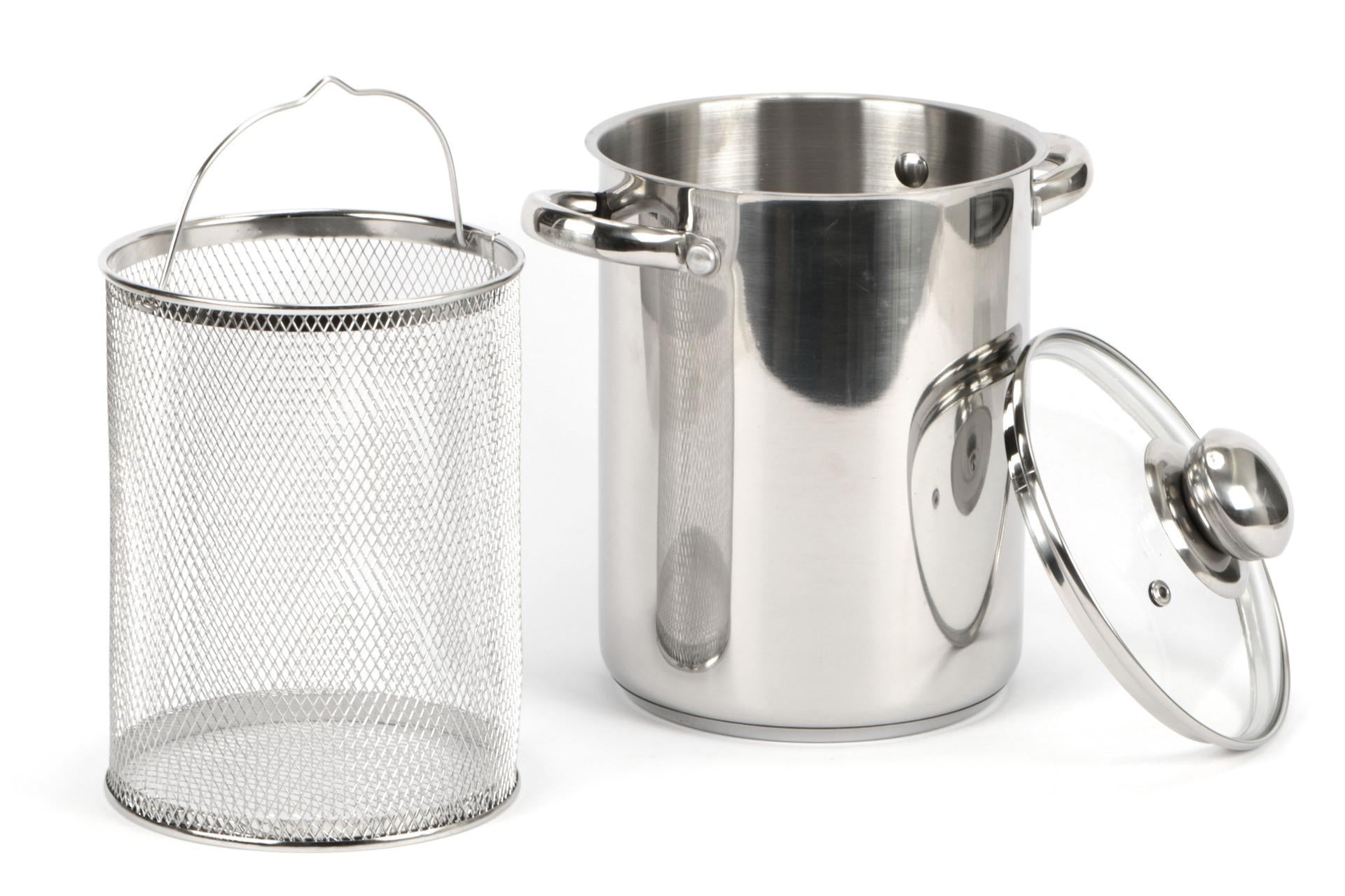 Import Cottura Spargy Asparagera Inox Ø16 cm - Con Coperchio e Cestello, Adatta per Induzione