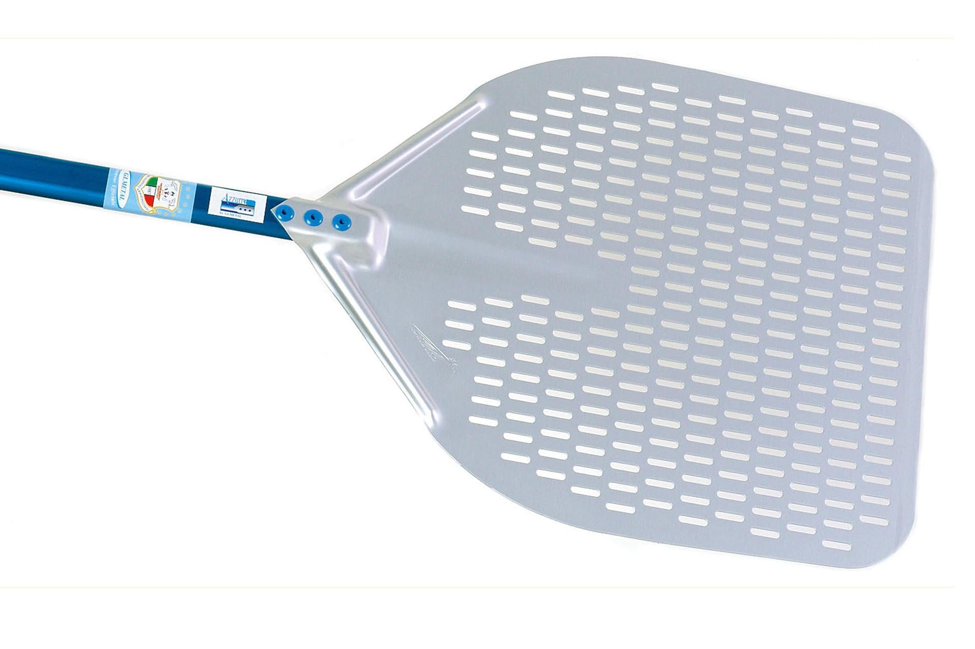 Gi Metal Azzurra Pala Pizza Rettangolare Asolata In Alluminio - Testa 41 cm, Manico 120 cm