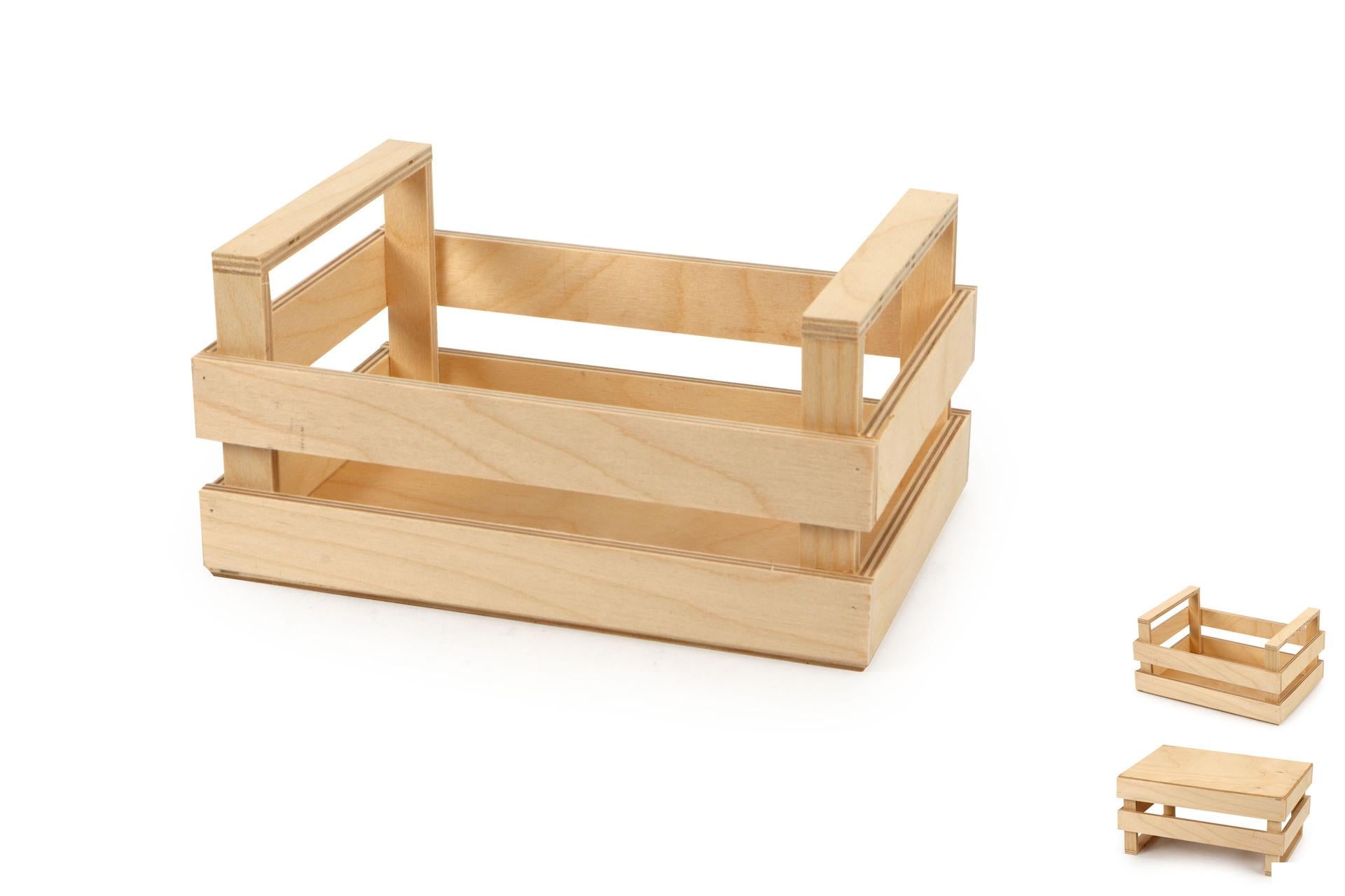 Bisetti Cestino da Tavola a Forma di Cassetta 20 x 14 x 10 cm In Legno