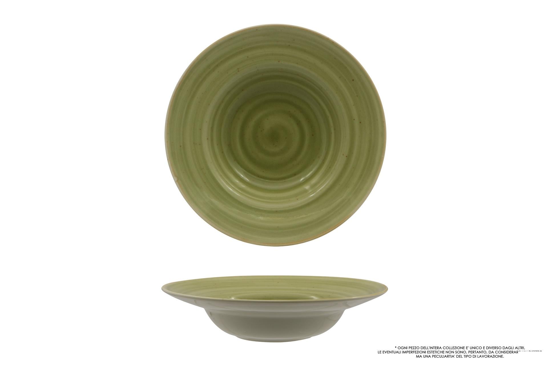 Pt Sango Ceramics Java Meadow Green Pasta Bowl Ø25 cm - Interno Ø16 cm - Set 6 Pz