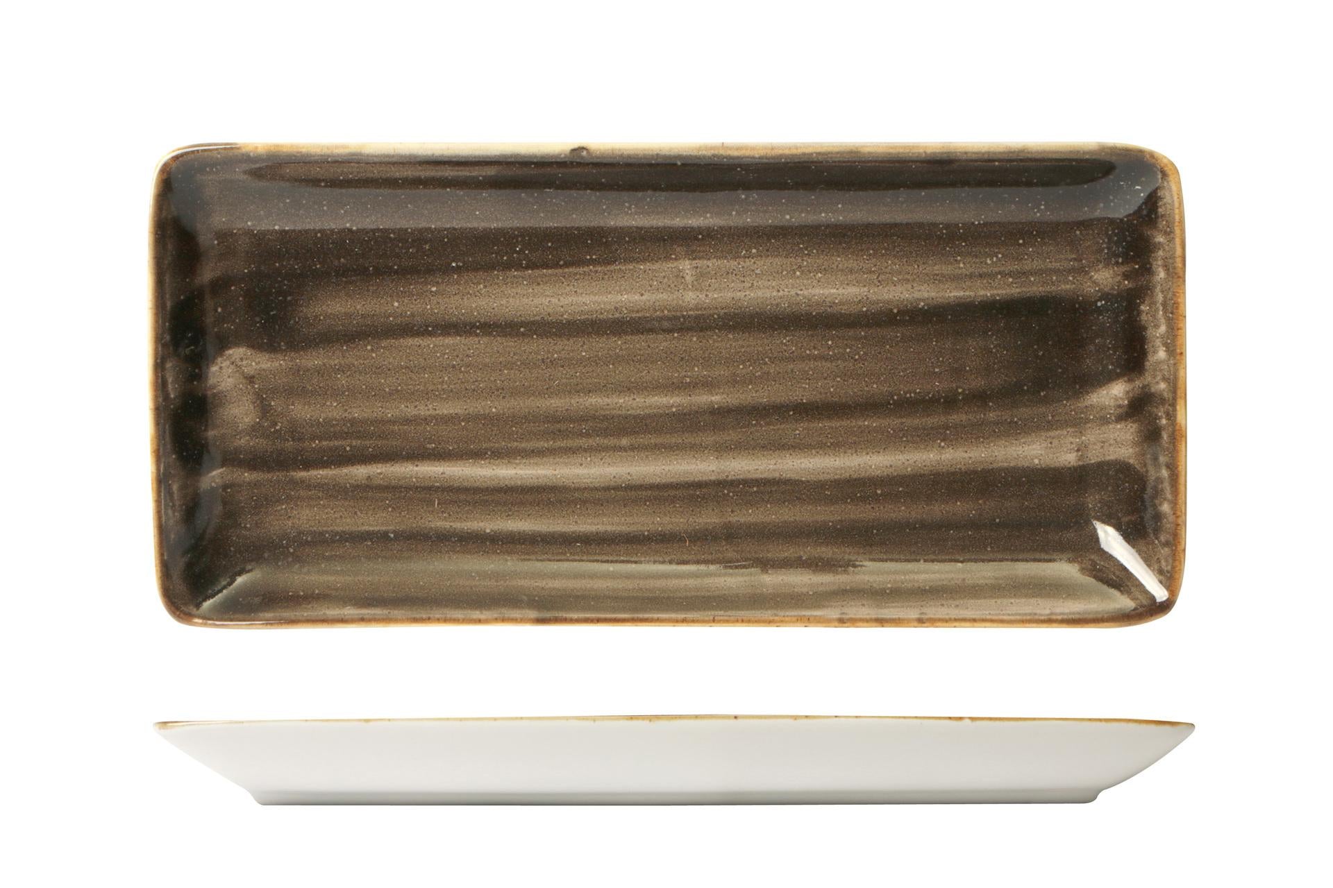 Pt Sango Ceramics Java Woodland Brown Piatto Rettangolare 25 x 10 cm - Set 6 Pz