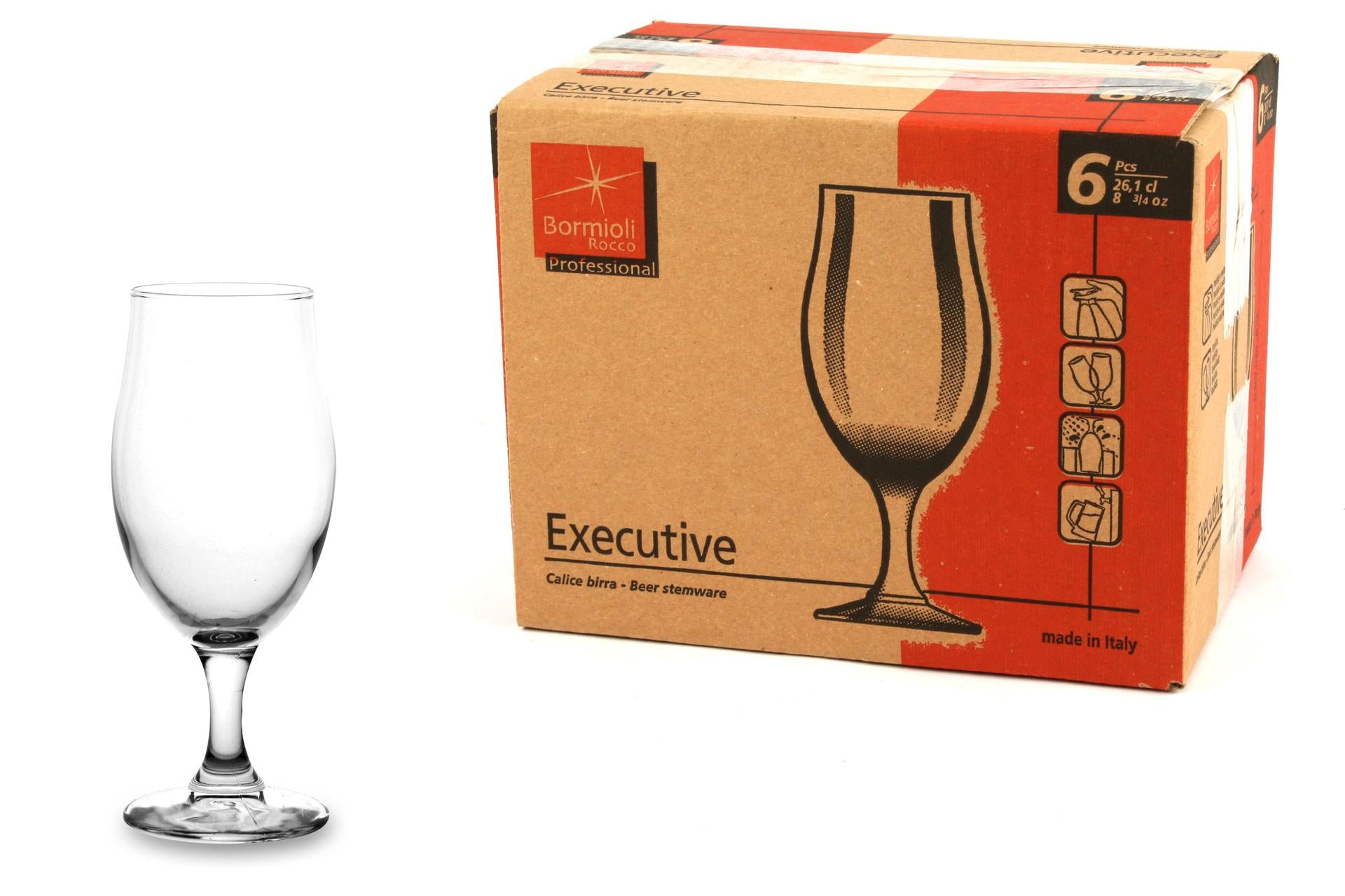 Bormioli Rocco Executive Set 6 Calici Birra 26,2 cl - Forma Tulipano Per Birre Aromatiche - Set 6 Pz