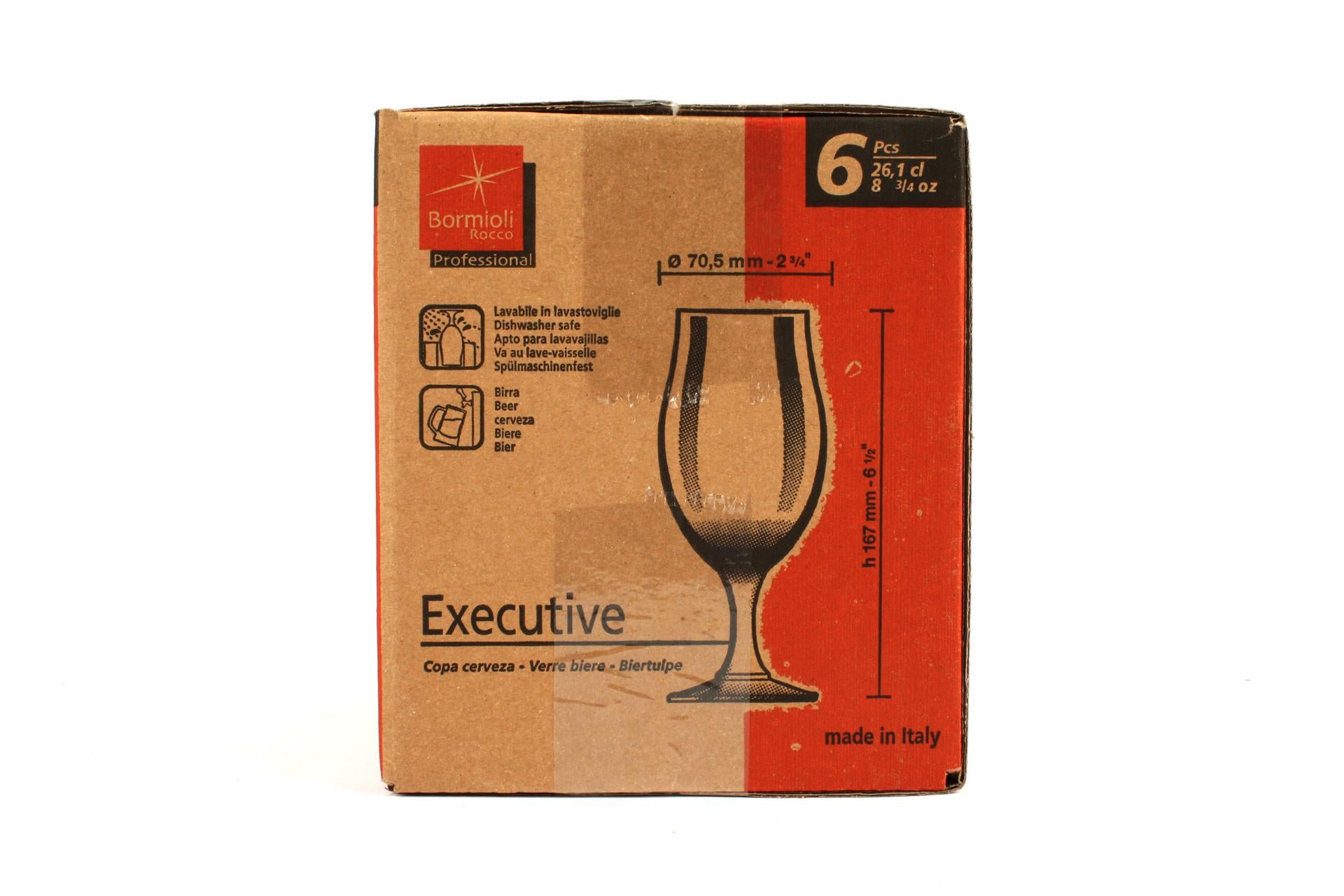 Bormioli Rocco Executive Set 6 Calici Birra 26,2 cl - Forma Tulipano Per Birre Aromatiche - Set 6 Pz 6