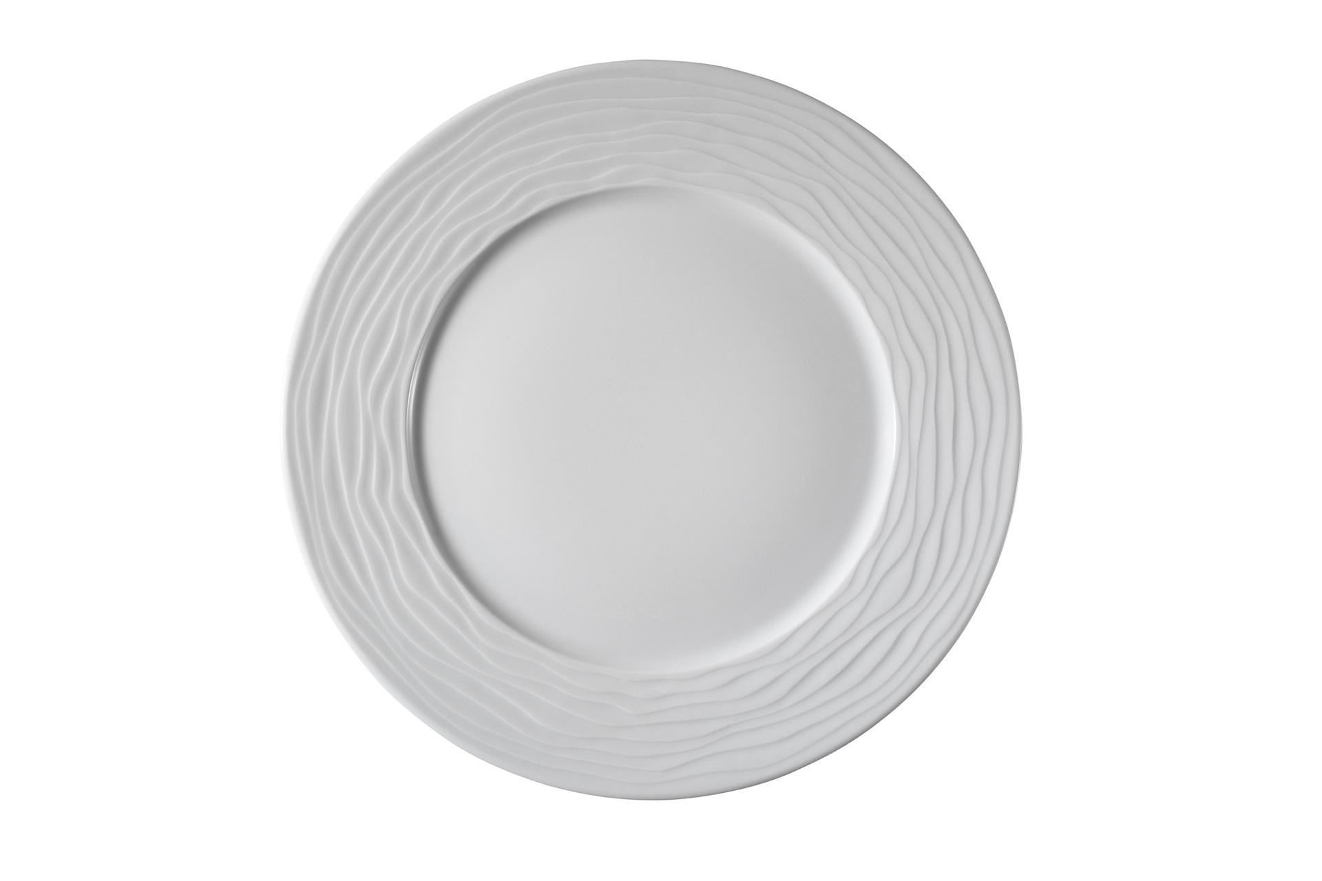 Kutahya Seramik Sea Wave Piatto Frutta Ø21 cm In Porcellana Bianca Con Decoro Onda - Set 12 Pz