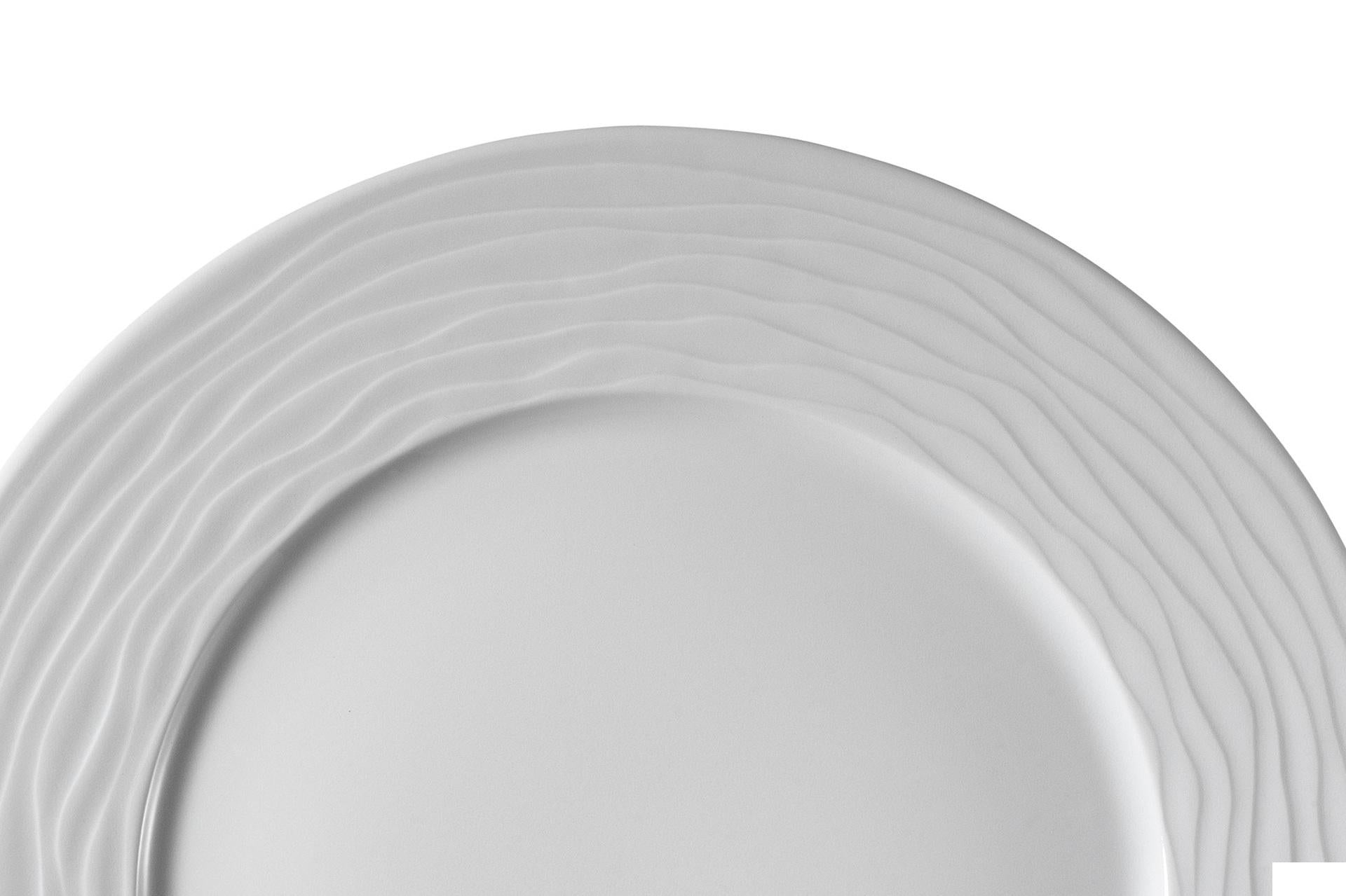 Kutahya Seramik Sea Wave Piatto Frutta Ø21 cm In Porcellana Bianca Con Decoro Onda - Set 12 Pz