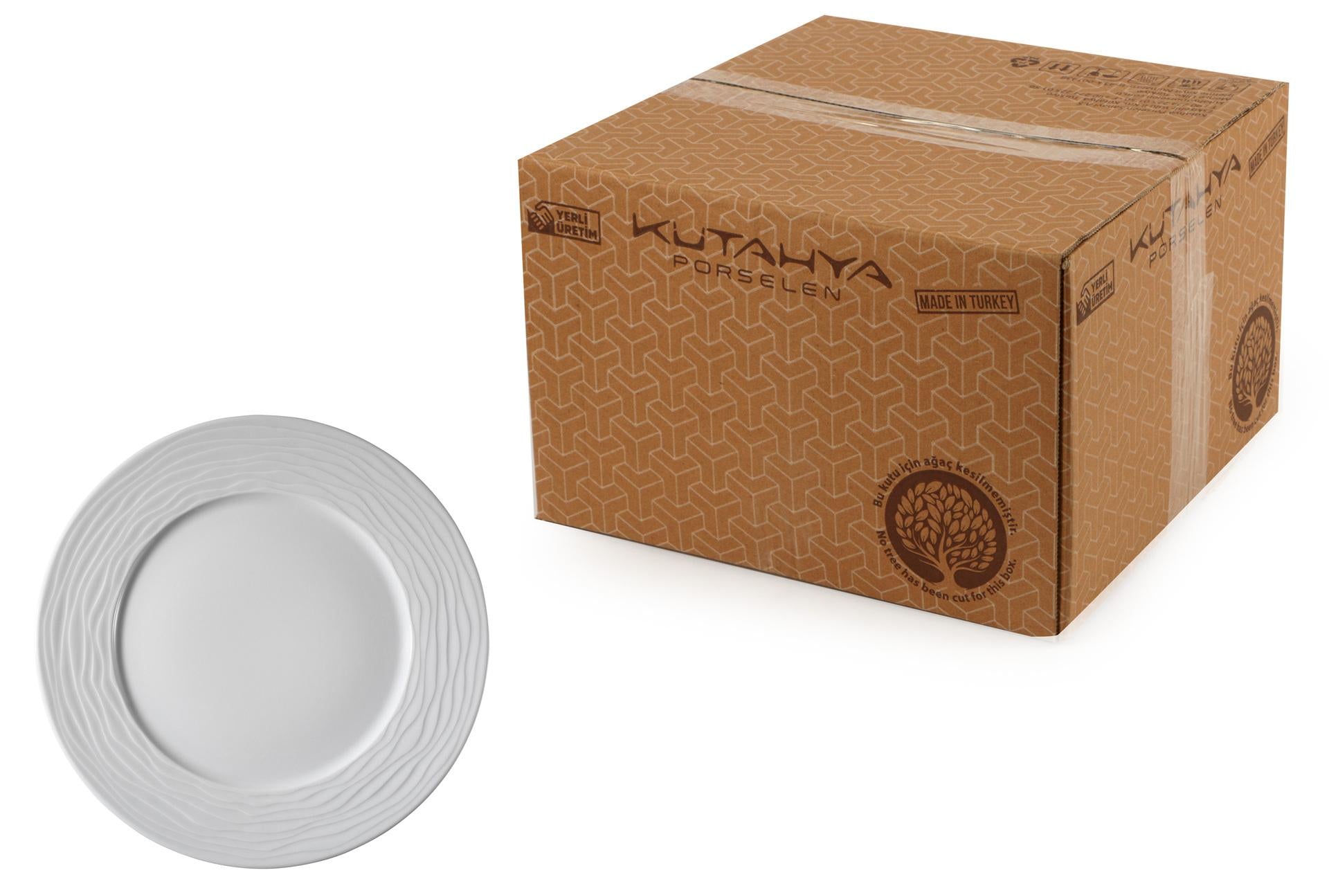 Kutahya Seramik Sea Wave Piatto Frutta Ø21 cm In Porcellana Bianca Con Decoro Onda - Set 12 Pz 3