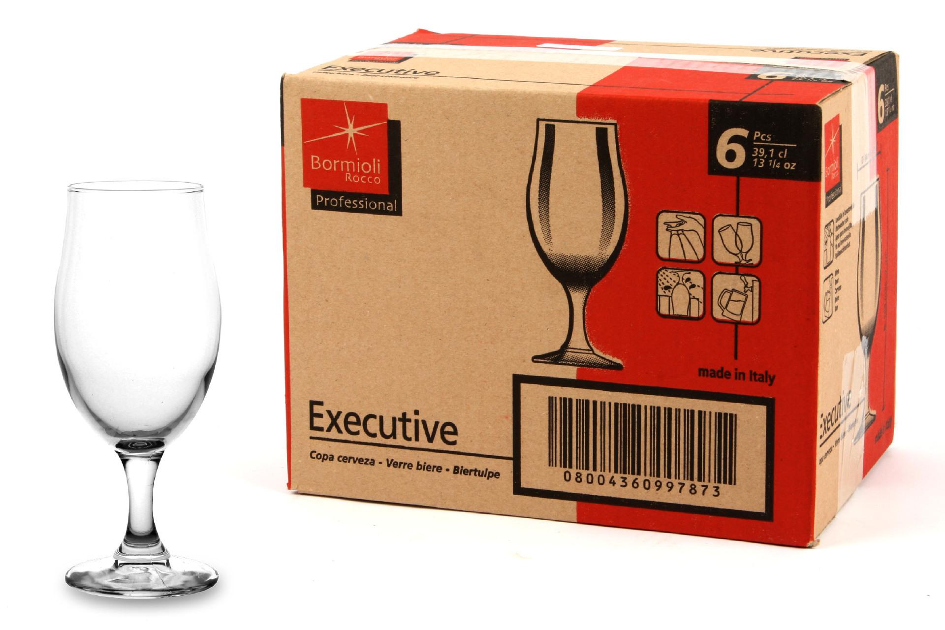 Bormioli Rocco Executive Confezione 6 Calici Birra 37,5 cl - Forma Tulipano - Set 6 Pz