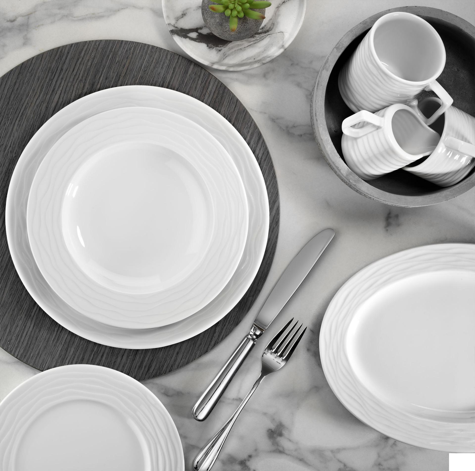 Kutahya Seramik Sea Wave Tazza da Tè 18 cl In Porcellana Bianca - Set 6 Pz