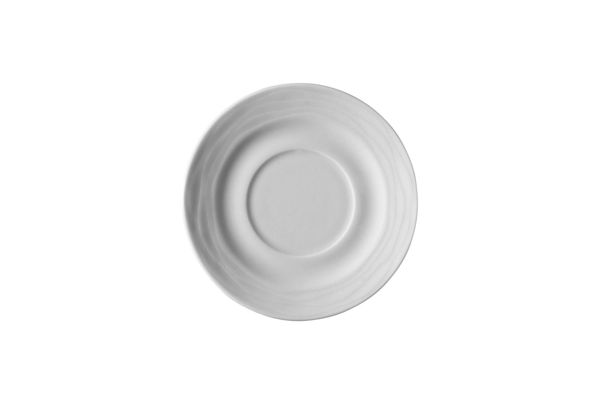 Kutahya Seramik Sea Wave Piattino Tazza Caffè SW01KT00 In Porcellana Bianca Con Decoro Onda - Set 12 Pz