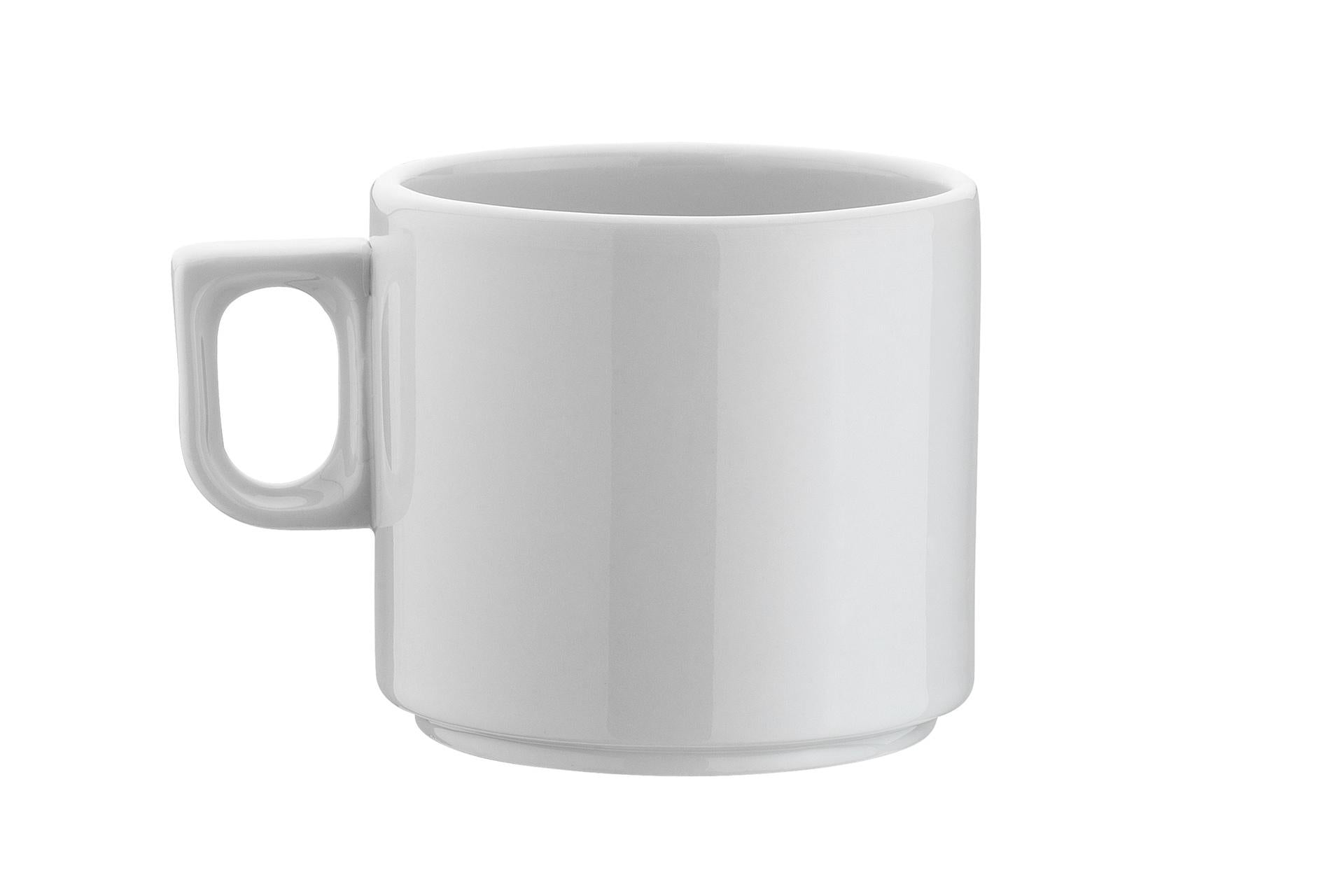 Kutahya Seramik Tazza Colazione 25 cl - Serie Porcellana Professionale Colore Bianco Con Bordo Rinforzato Antiurto - Set 6 Pz