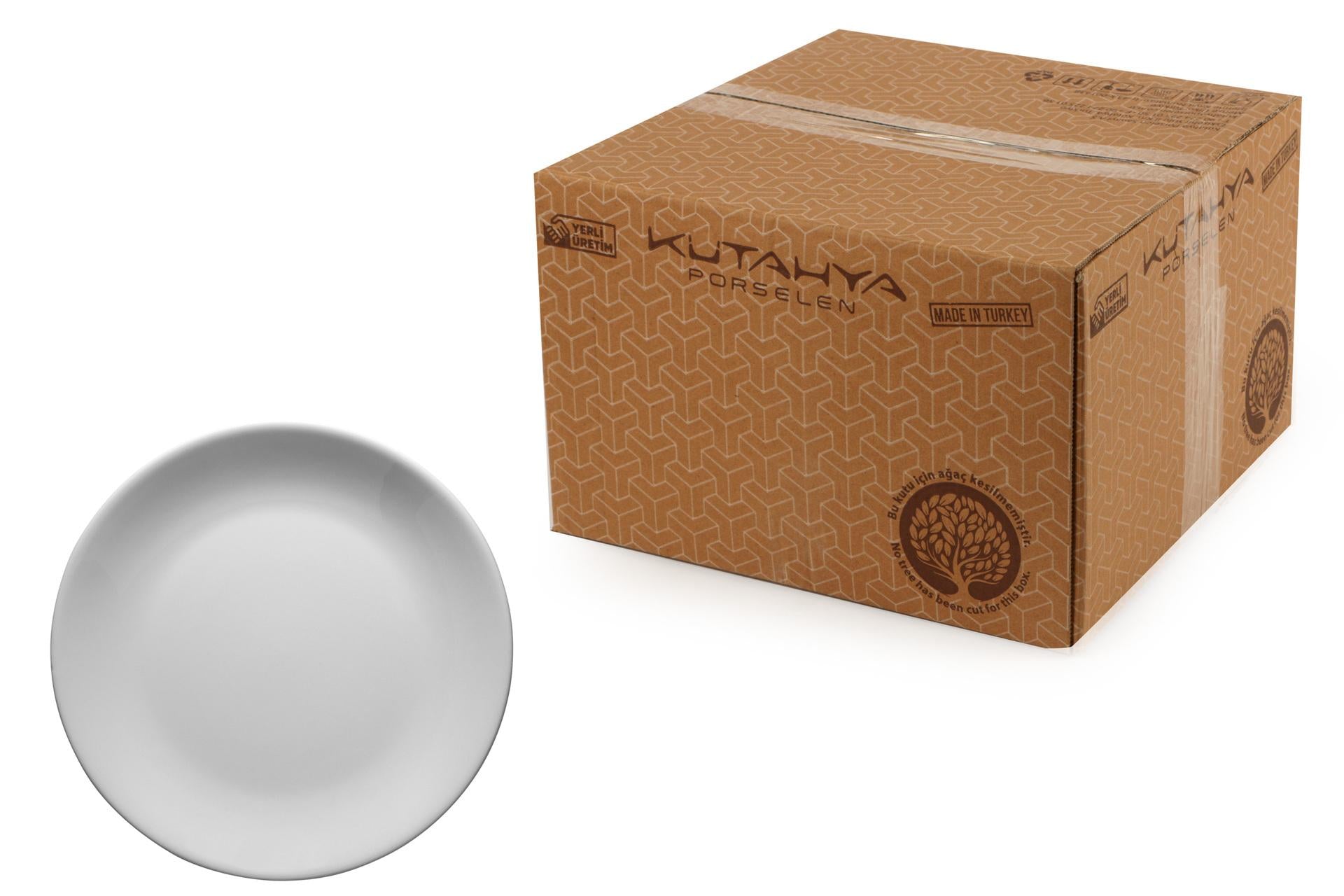 Kutahya Seramik Piatto Piano Ø30 cm - Linea Porcellana Bianca Leggera - Set 6 Pz