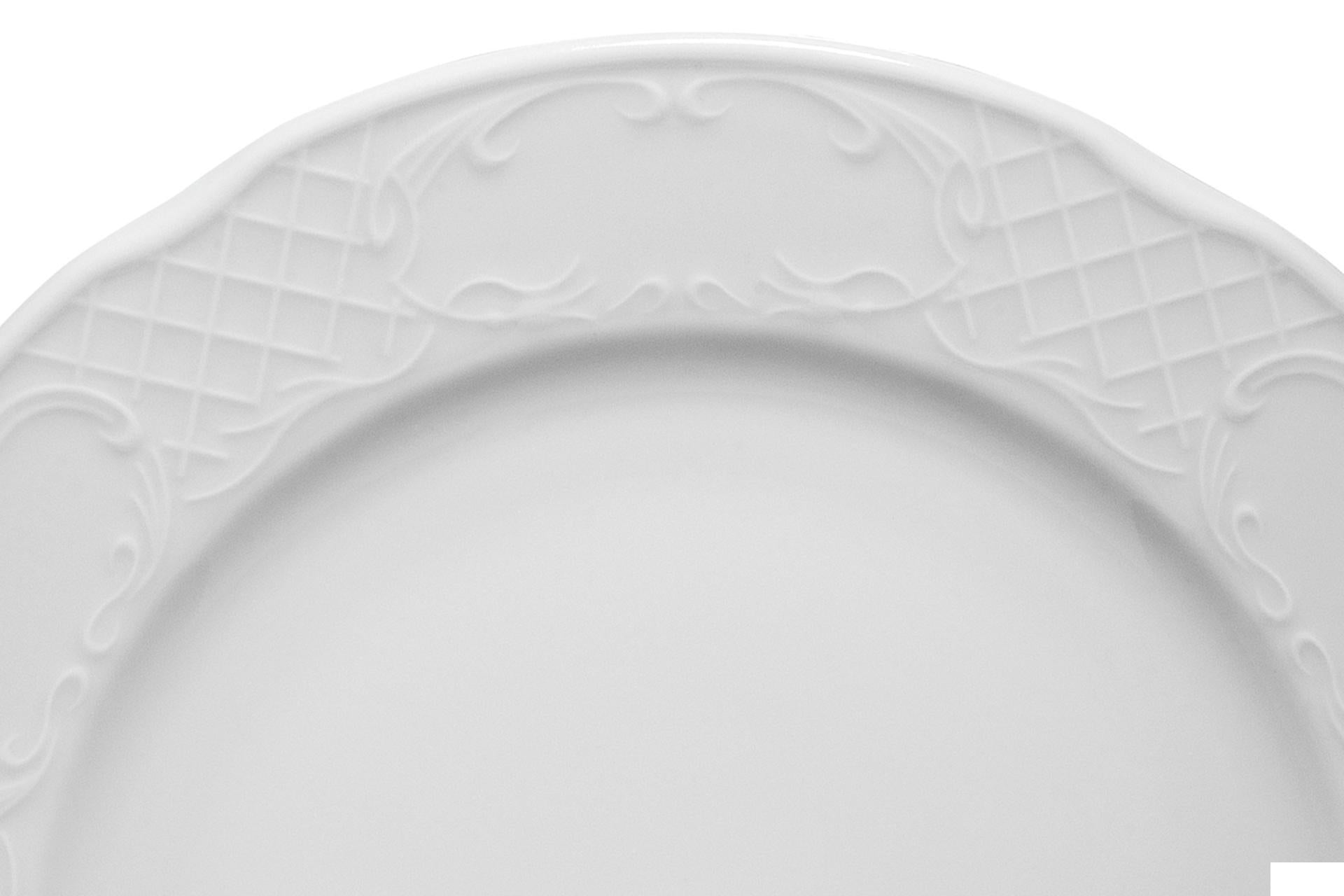 Kutahya Seramik Piatto Piano Ø25 cm - Linea Classico Bianco In Porcellana - Set 12 Pz