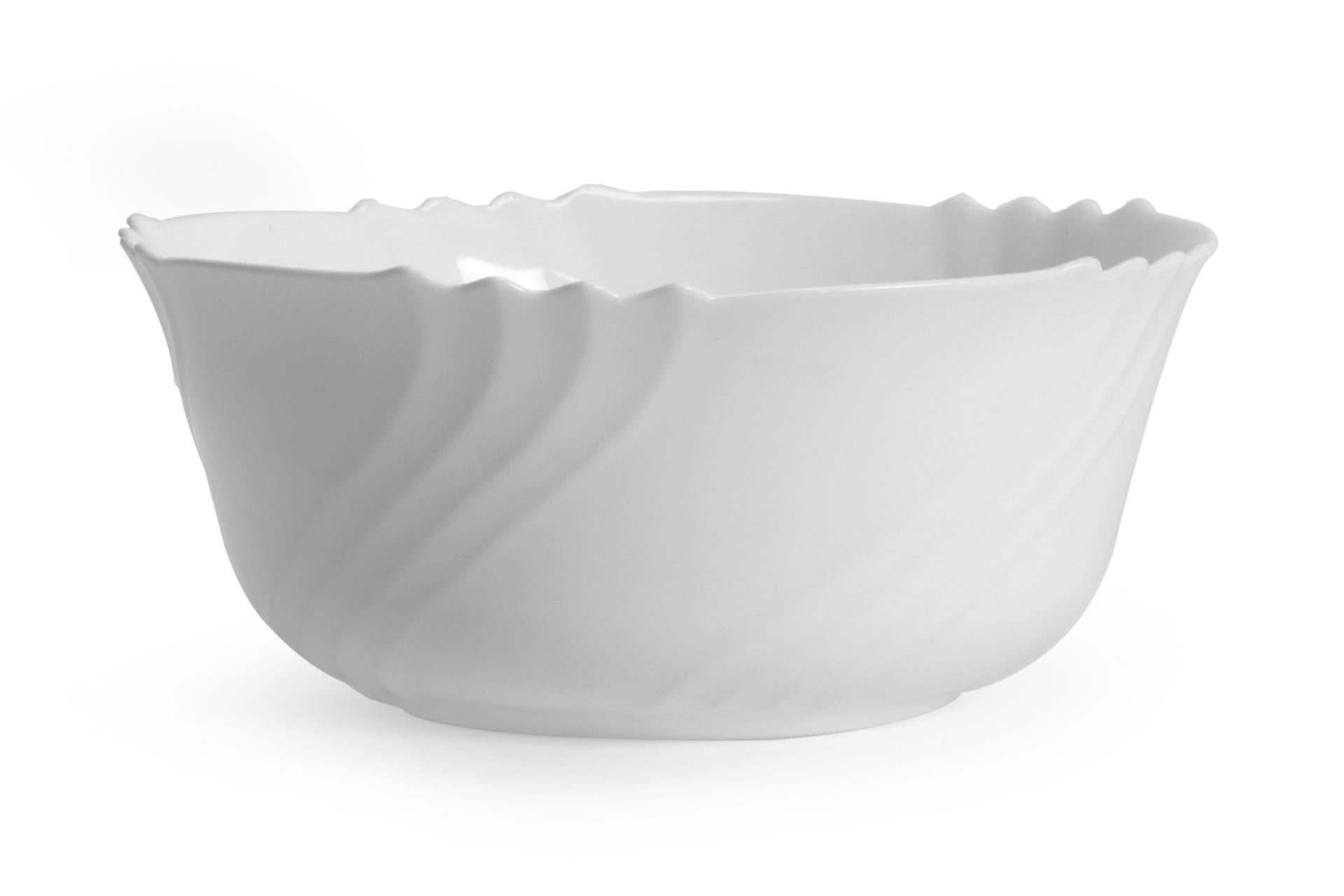 Bormioli Rocco Ebro Insalatiera Ø23 cm In Vetro Opale Bianco Super Resistente Design Vintage - Set 6 Pz
