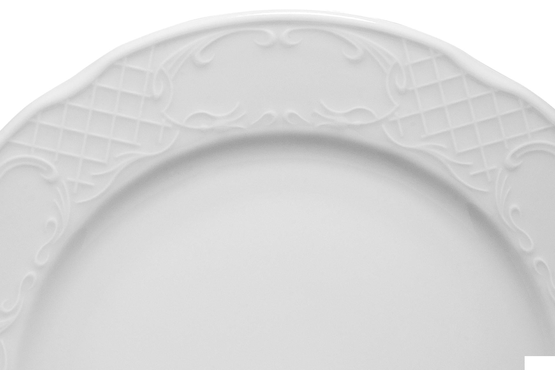 Kutahya Seramik Piatto Piano Ø27 cm - Linea Classico Bianco In Porcellana Bianca - Set 6 Pz