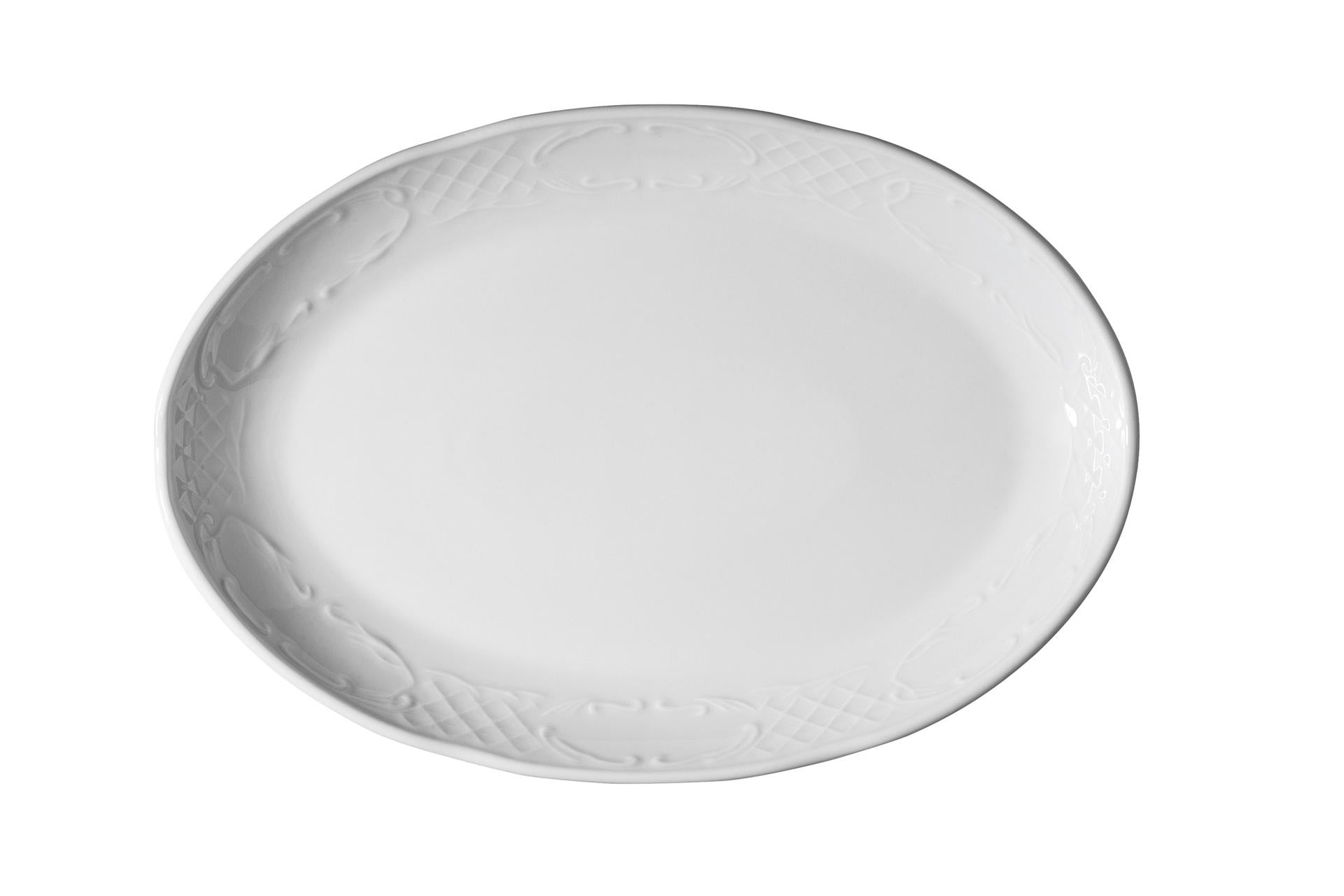 Kutahya Seramik Classico Bianco Piatto Ovale 32 cm In Porcellana Bianca - Set 6 Pz