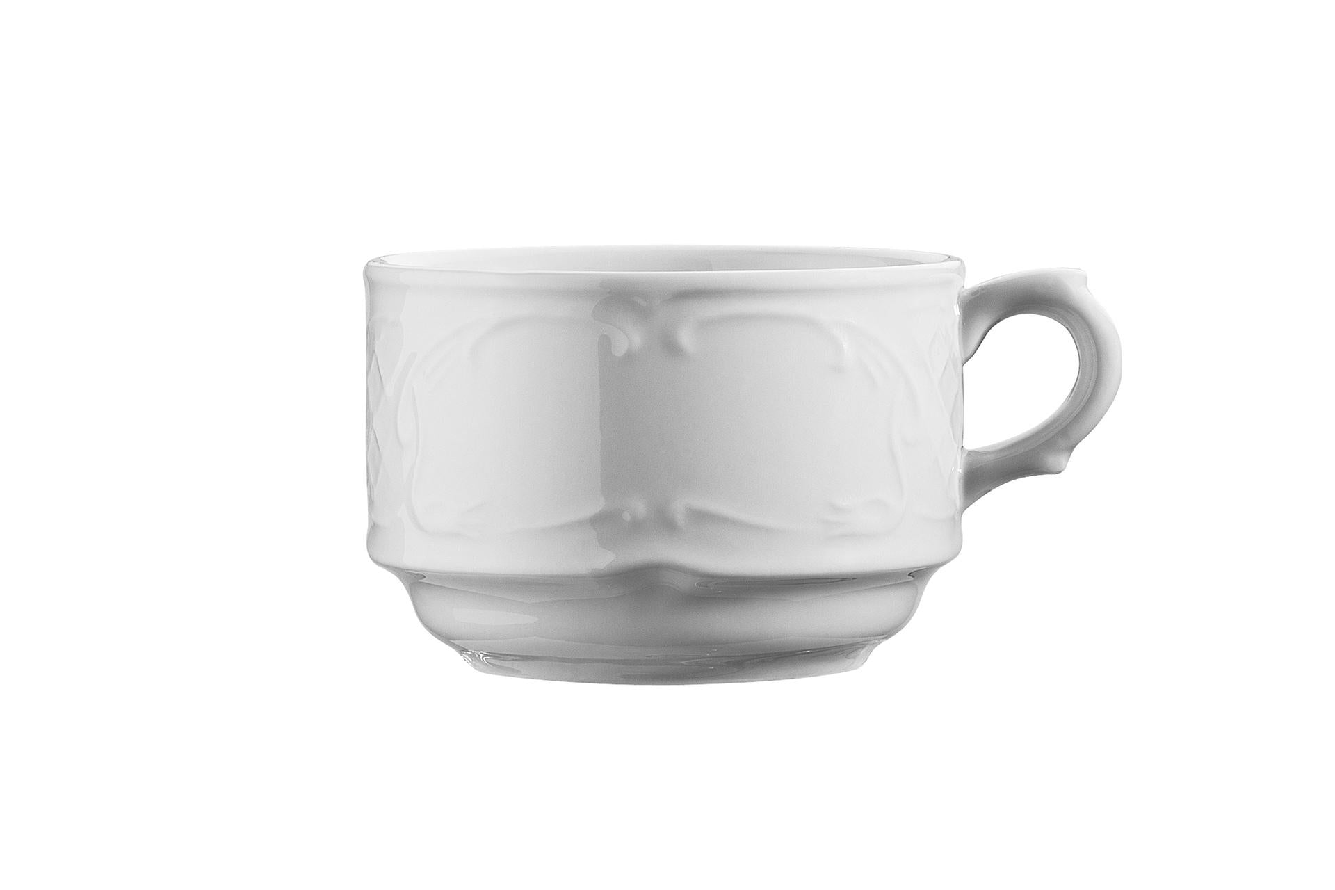 Kutahya Seramik Tazza da Tè Impilabile 20 cl - Classico Bianco - Set 6 Pz