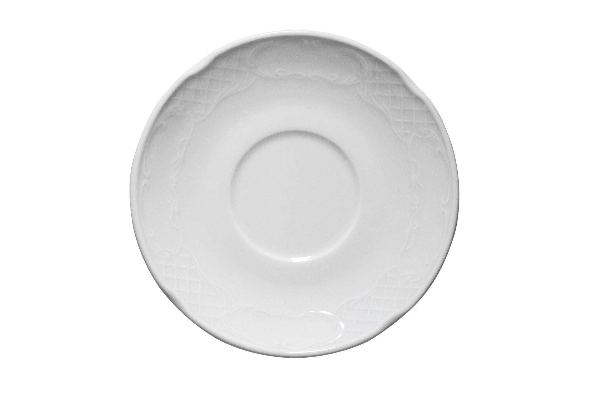 Kutahya Seramik Classico Bianco Piattino per Tazza da Tè - Linea di Piatti in Porcellana Bianca - Set 12 Pz