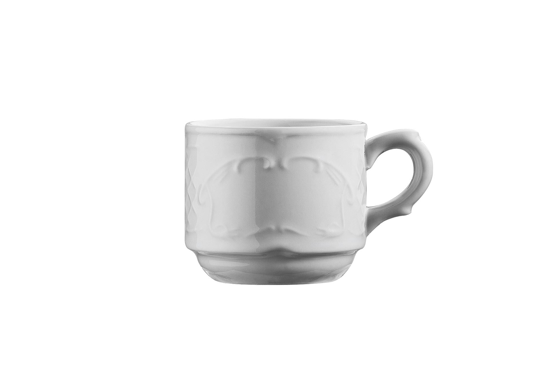 Kutahya Seramik Tazza Caffè Impilabile 10 cl - Linea Classico Bianco In Porcellana - Set 6 Pz