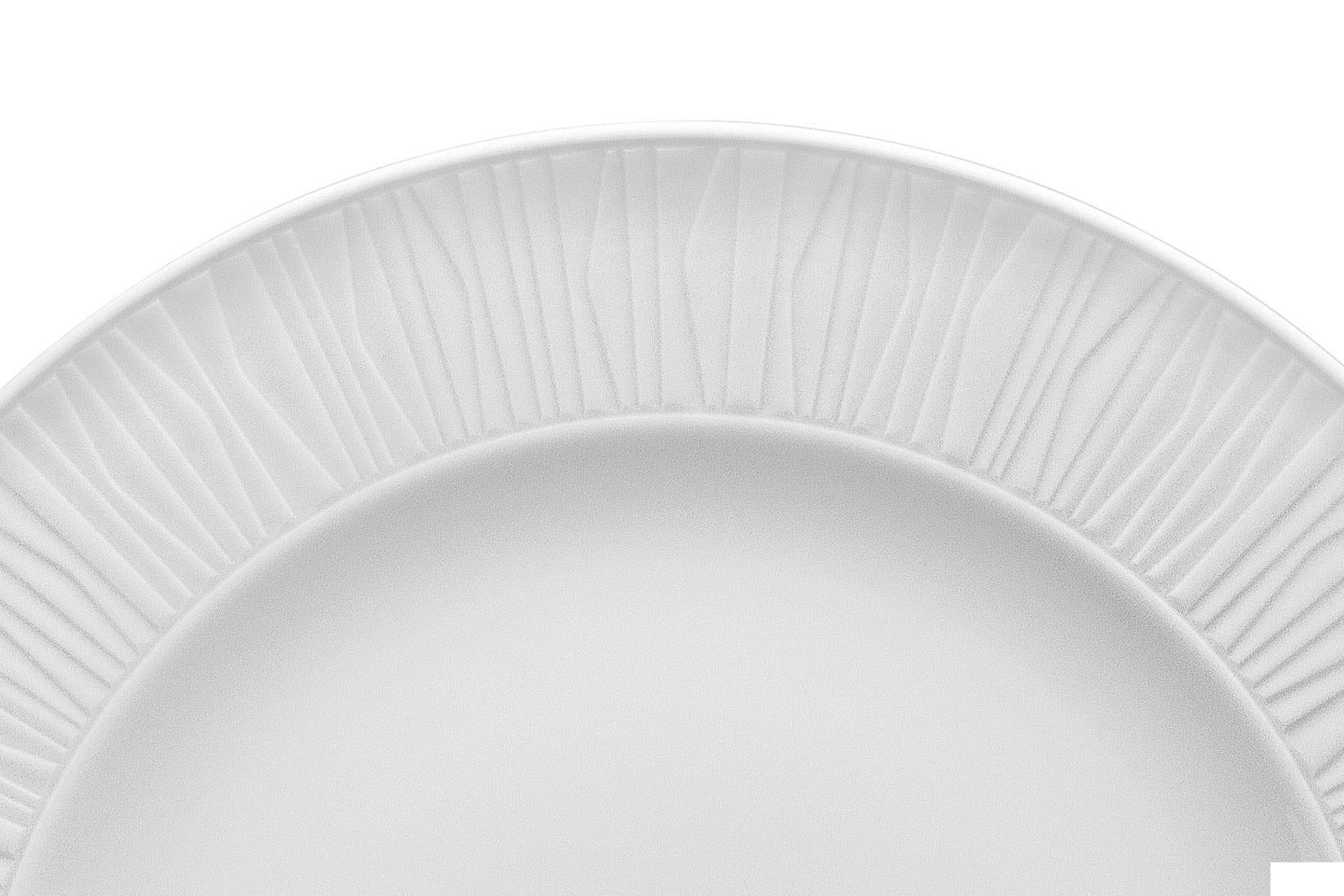 Kutahya Seramik Emotion Piatto Piano Ø25 cm In Porcellana Bianco Design Bamboo - Set 12 Pz