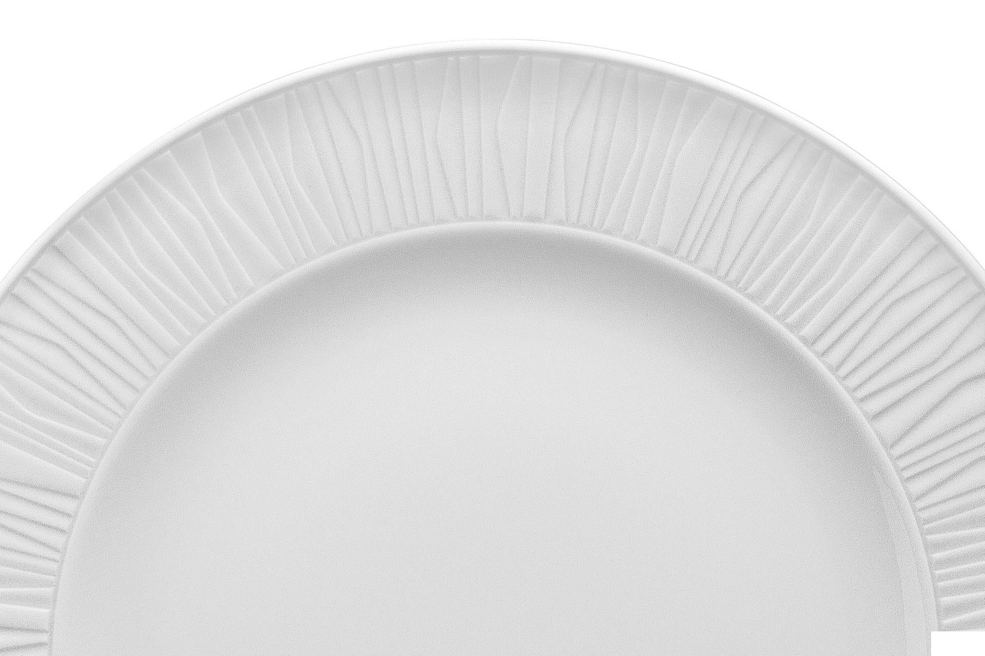 Kutahya Seramik Emotion Piatto Piano Ø27 cm In Porcellana Bianco Design Bamboo - Set 12 Pz