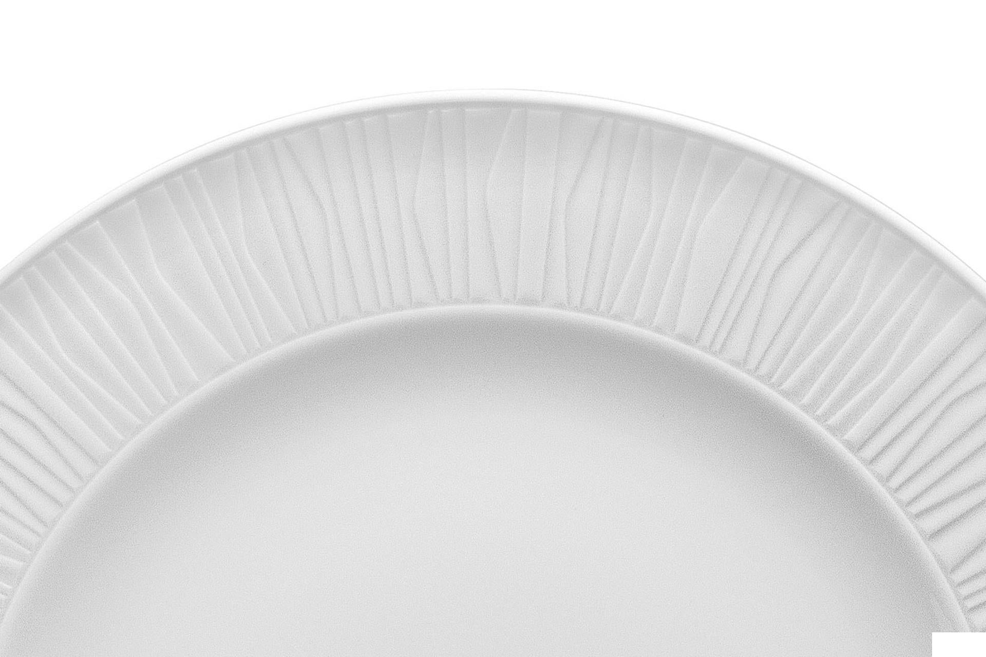 Kutahya Seramik Emotion Piatto Piano Ø30 cm In Porcellana Bianca Design Bamboo - Set 6 Pz