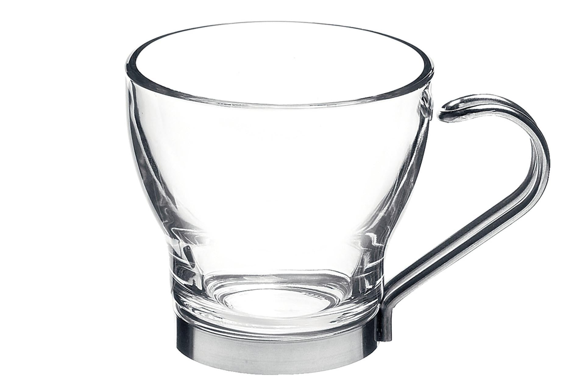 Bormioli Rocco Oslo Punch Set 18 Bicchieri Caffè 11 cl Con Manico In Acciaio Inox Temperato - Set 18 Pz