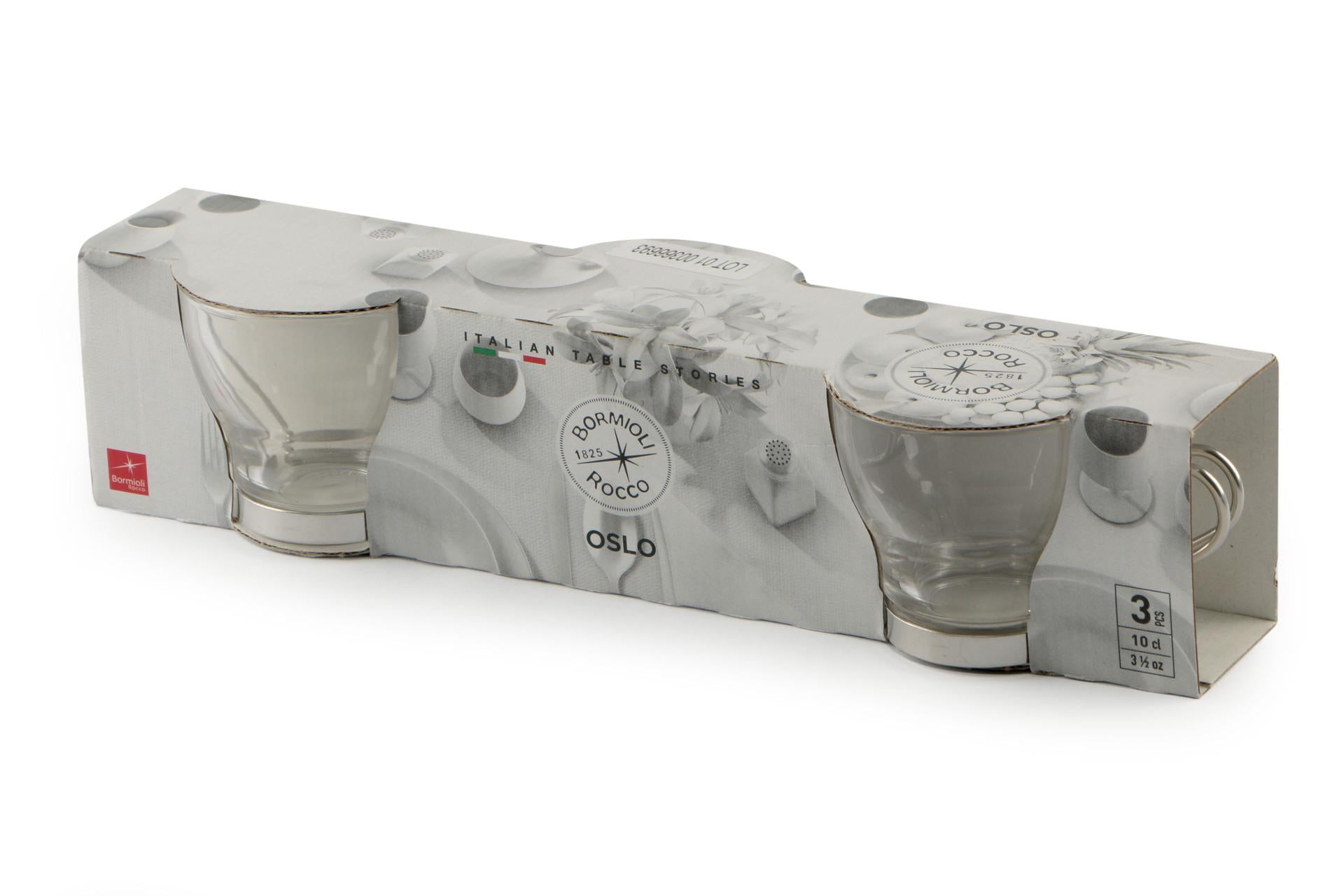 Bormioli Rocco Oslo Punch Set 18 Bicchieri Caffè 11 cl Con Manico In Acciaio Inox Temperato - Set 18 Pz 4