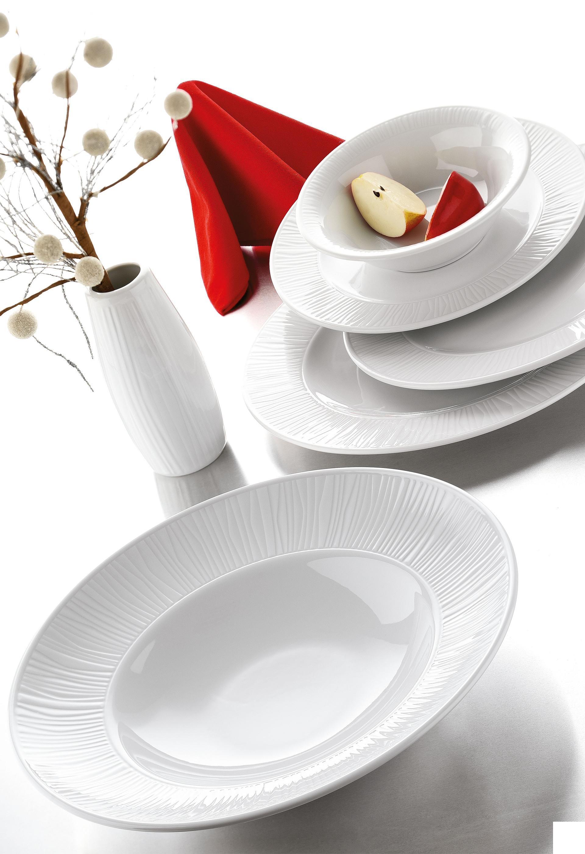 Kutahya Seramik Emotion Piatto Fondo Ø22 cm In Porcellana Bianco Design Bamboo - Set 12 Pz 3