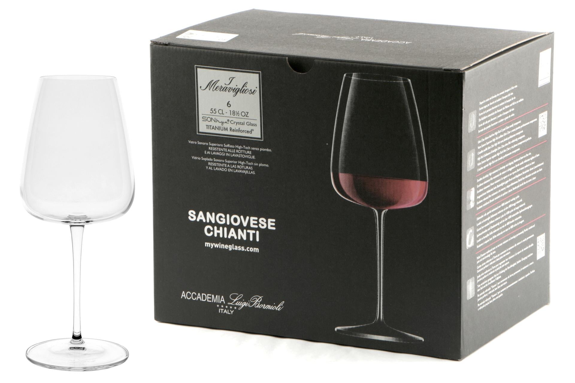 Bormioli Luigi I Meravigliosi Calici Sangiovese Chianti 55 cl - Confezione da 6 In Vetro Trasparente - Set 6 Pz